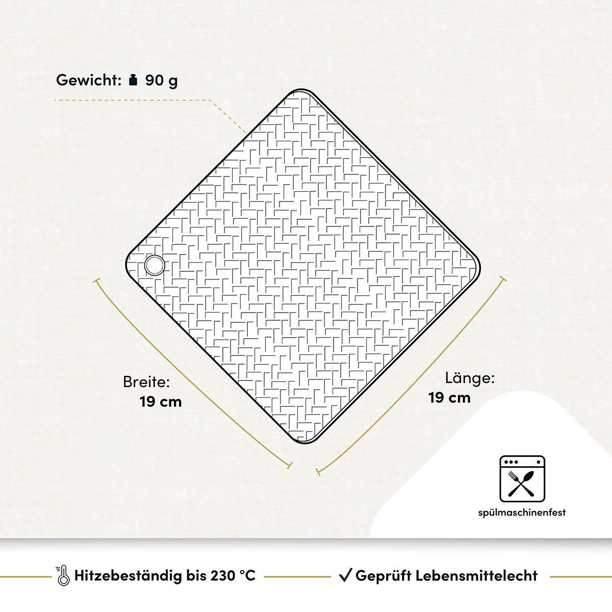 Hoffmann Germany Topfuntersetzer Silikon 2-in-1 Untersetzer & Topflappen 19×19 cm, anthrazit, Zubehör für alle Töpfe und Pfannen, 1-tlg., 230°C, spülmaschinenfest, rutschfest, lebensmittelecht