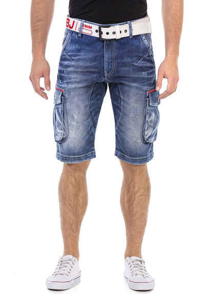 Cipo & Baxx Bermudas in Denim, mit Cargotaschen