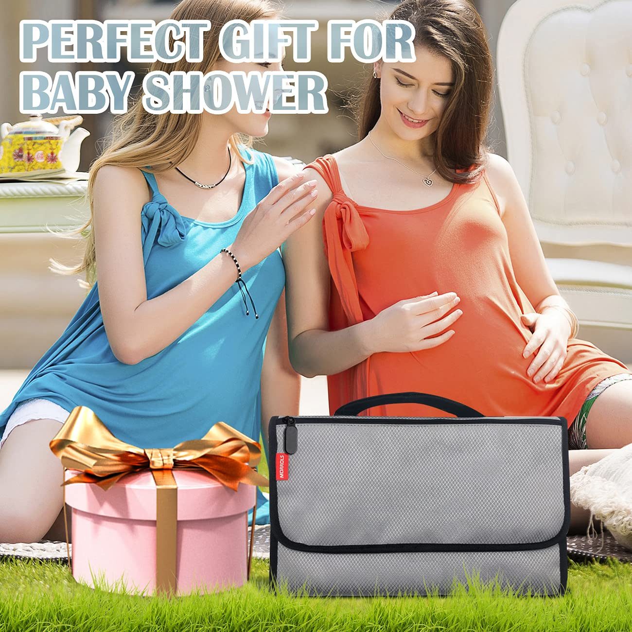 LA CUTE Wickeltasche Tragbare Wickelunterlage Große, Wasserdichte Baby-Reise Wickeltisch (Wickelunterlage Set, 1x Praktische Wickelunterage für Unterwegs), Abne – Bild 5 von 5