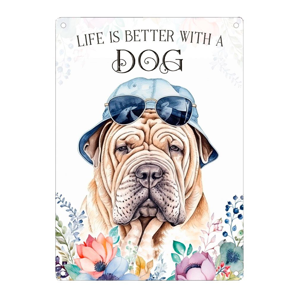 Metallschild Hundeschild SHAR PEI - Dekoschild mit Hunderasse, Geschenk
