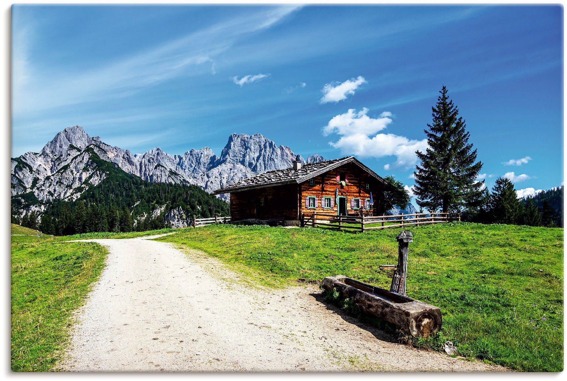 Artland Wandbild Blick auf die versch. Litzlalm Leinwandbild, Poster St), Alubild, als Größen in Berge (1 oder Alpenbilder mit Hütte, Wandaufkleber &