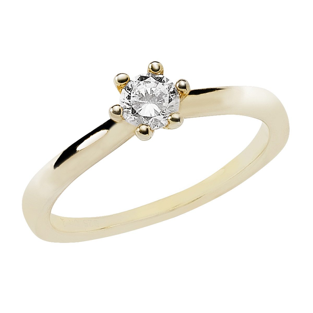 Reflexion Diamonds Solitärring Verlobungsring, 585er Gelb- oder Weißgold, 6er Stotzen, 0,30ct SI, Solitärring, 6er Stotzenfassung, 0,30ct W/SI
