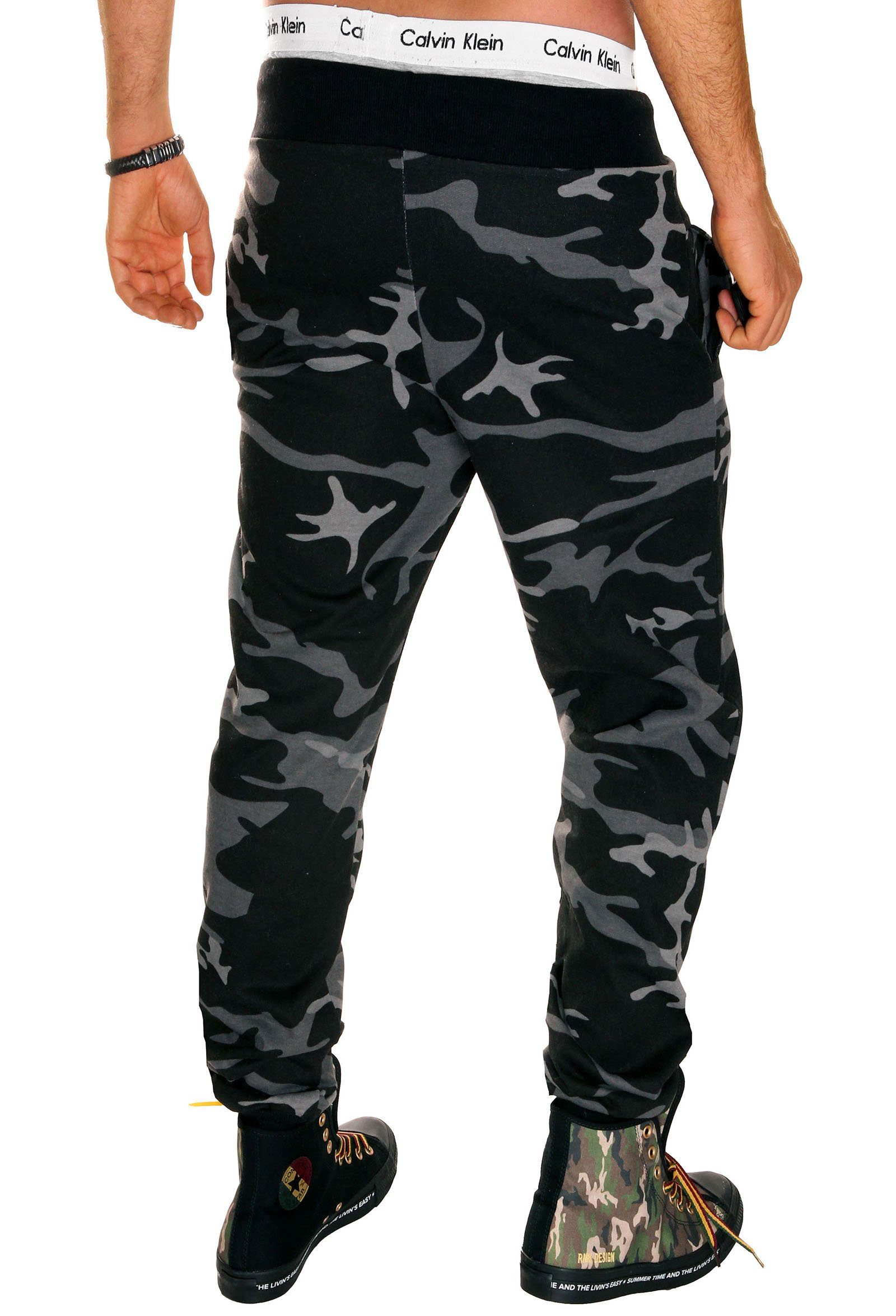 Jaylvis Jogginghose Herren Trainingshose Camouflage/Dunkel-Weiß Sport Hose Royal Uni Camouflage Marine