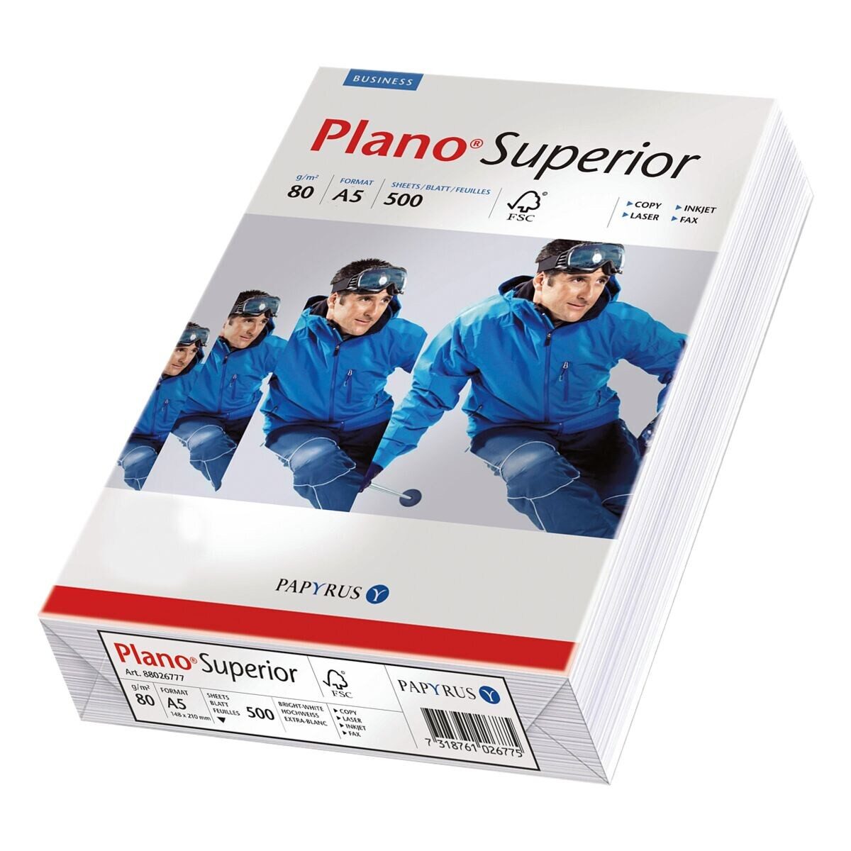PLANO Druckerpapier Superior, Format DIN A5, 80 g/m², 165 CIE, 500 Blatt