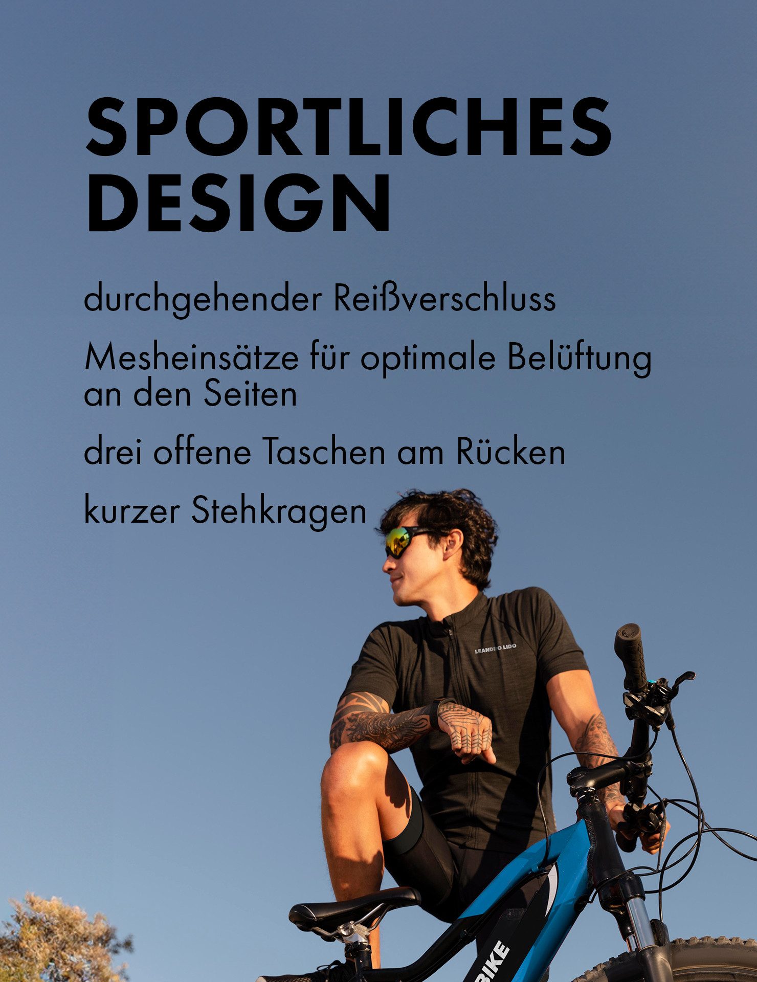 LEANDRO LIDO Radtrikot LEANDRO LIDO Herren Radsport Kurzarm Trikot lichtreflektierende Details