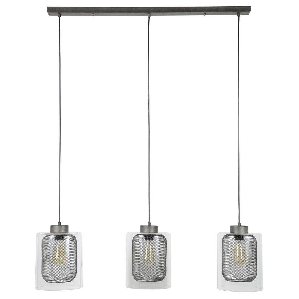 famlights Hängeleuchte, Pendelleuchte Hauke keine warmweiss, Pendellampe, Glasschirmen 3xE27, Pendelleuchte mit Nein, Leuchtmittel Angabe, enthalten: aus Metall Hängeleuchte, in Silber