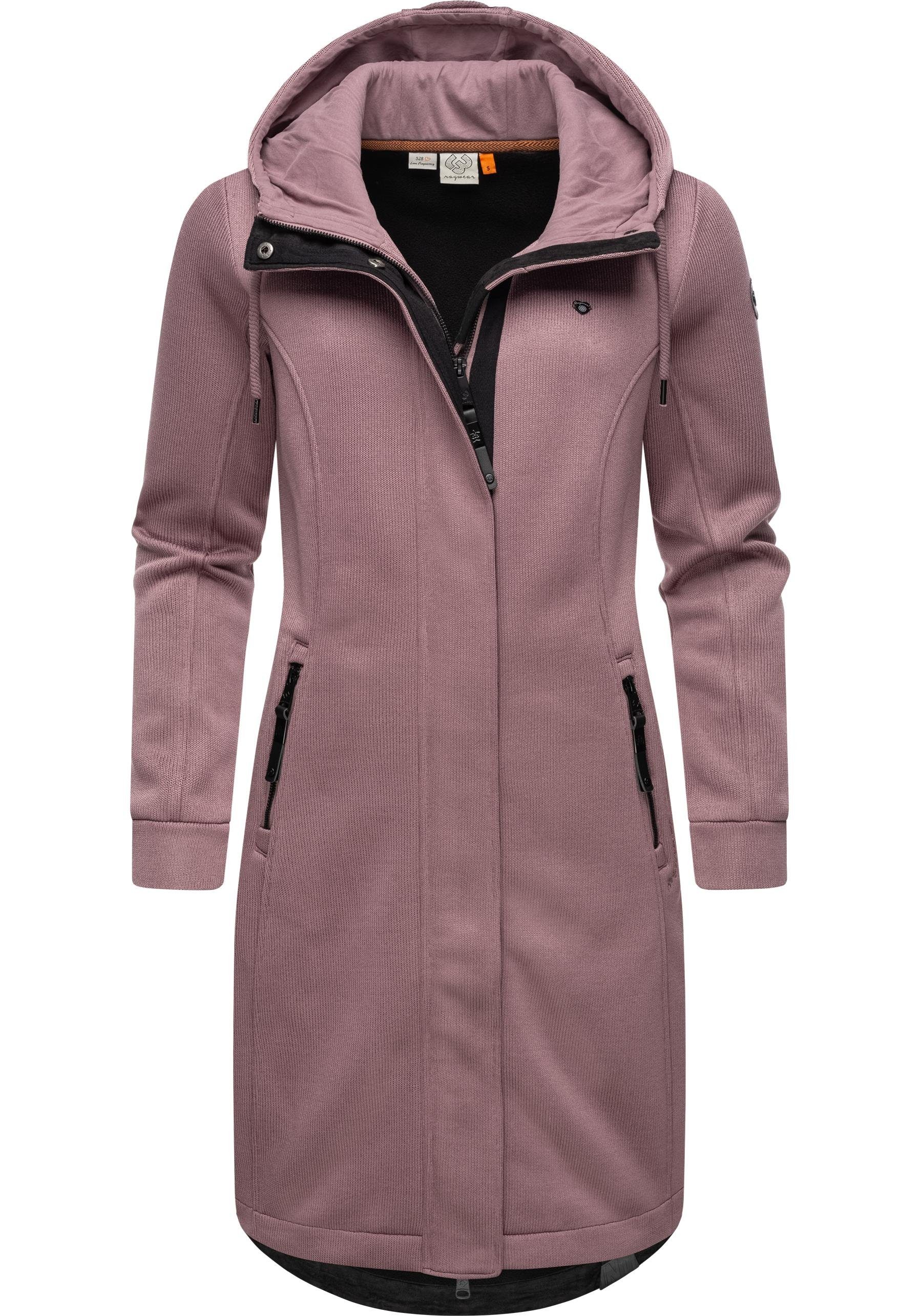 Ragwear Kurzmantel Letti Long Bonded Übergangsmantel aus Rippstrick mit Kapuze