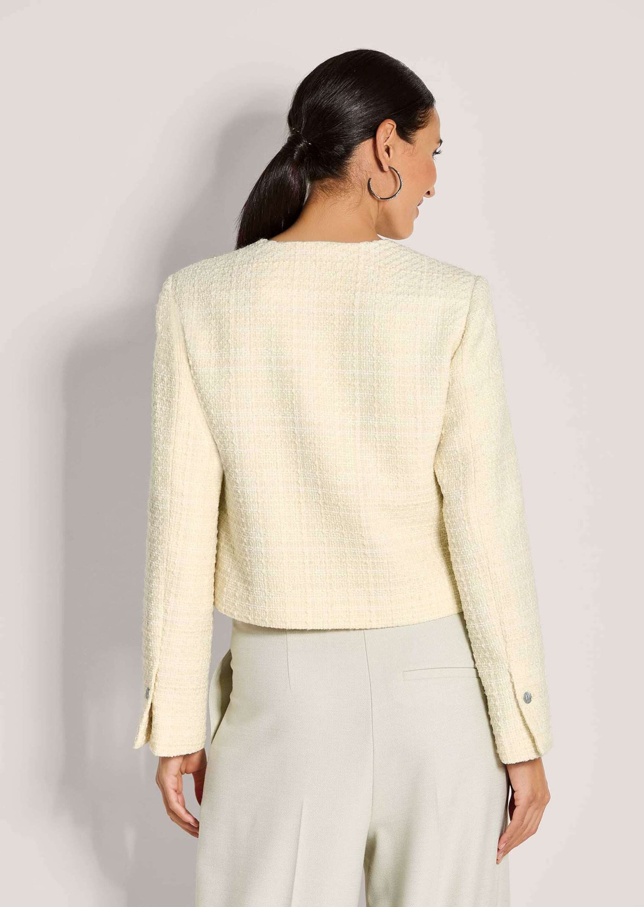 MADELEINE Kurzblazer Eleganter Tweed-Kurzblazer mit Metallknöpfen Businessjacke mit Rundhals, edle Metallknöpfe, im Tweed-Design