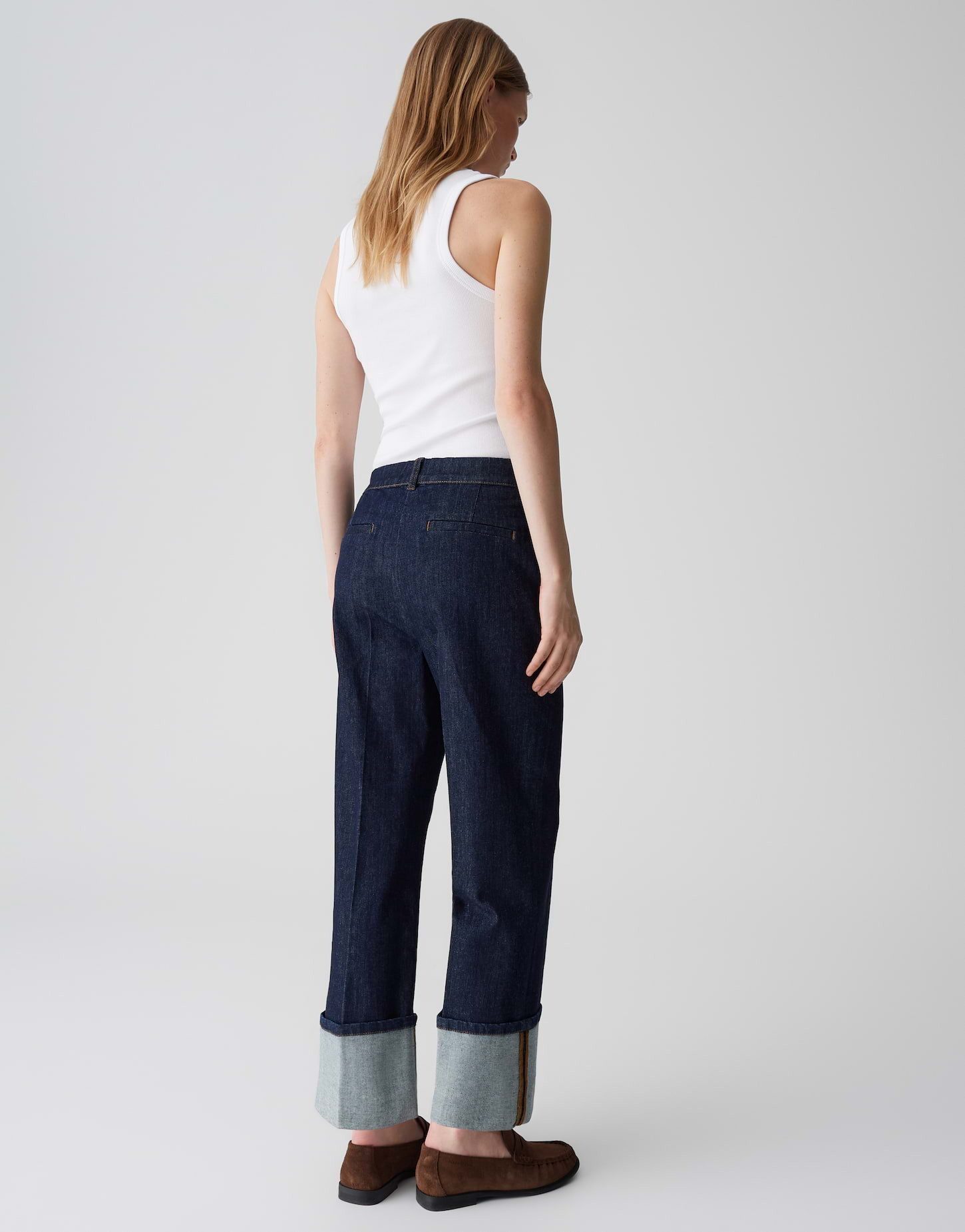 OPUS PANTS 5-Pocket-Jeans MOIRA CLEAN mit XL Aufschlag Mid Rise Cropped, französische Taschen, XL-Aufschlag am Saum