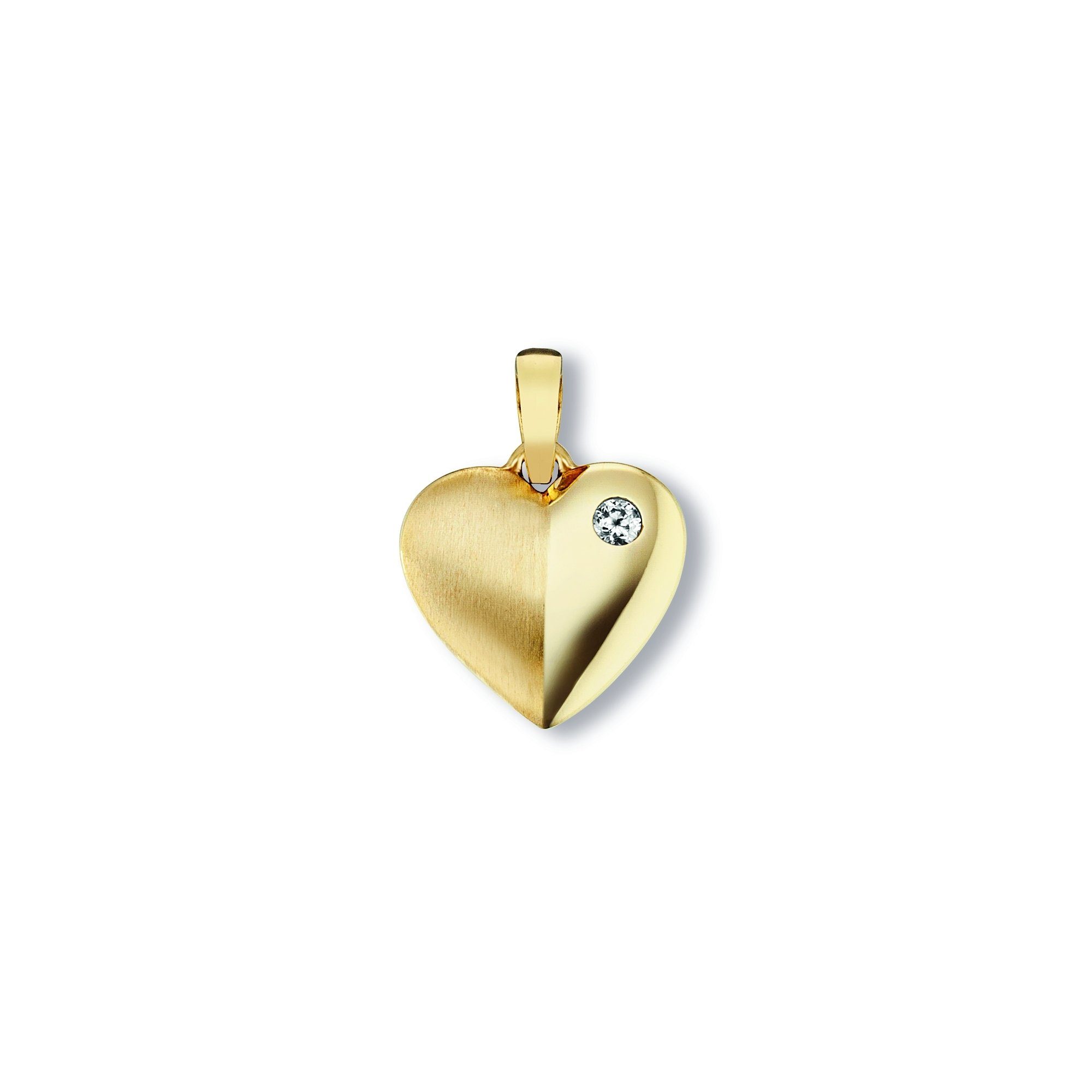 ONE ELEMENT Kettenanhänger Zirkonia Herz Herz Anhänger aus 333 Gelbgold, Damen  Gold Schmuck Herz, Abmessung / Motiv : 17 mm x 12 mm x 2 mm