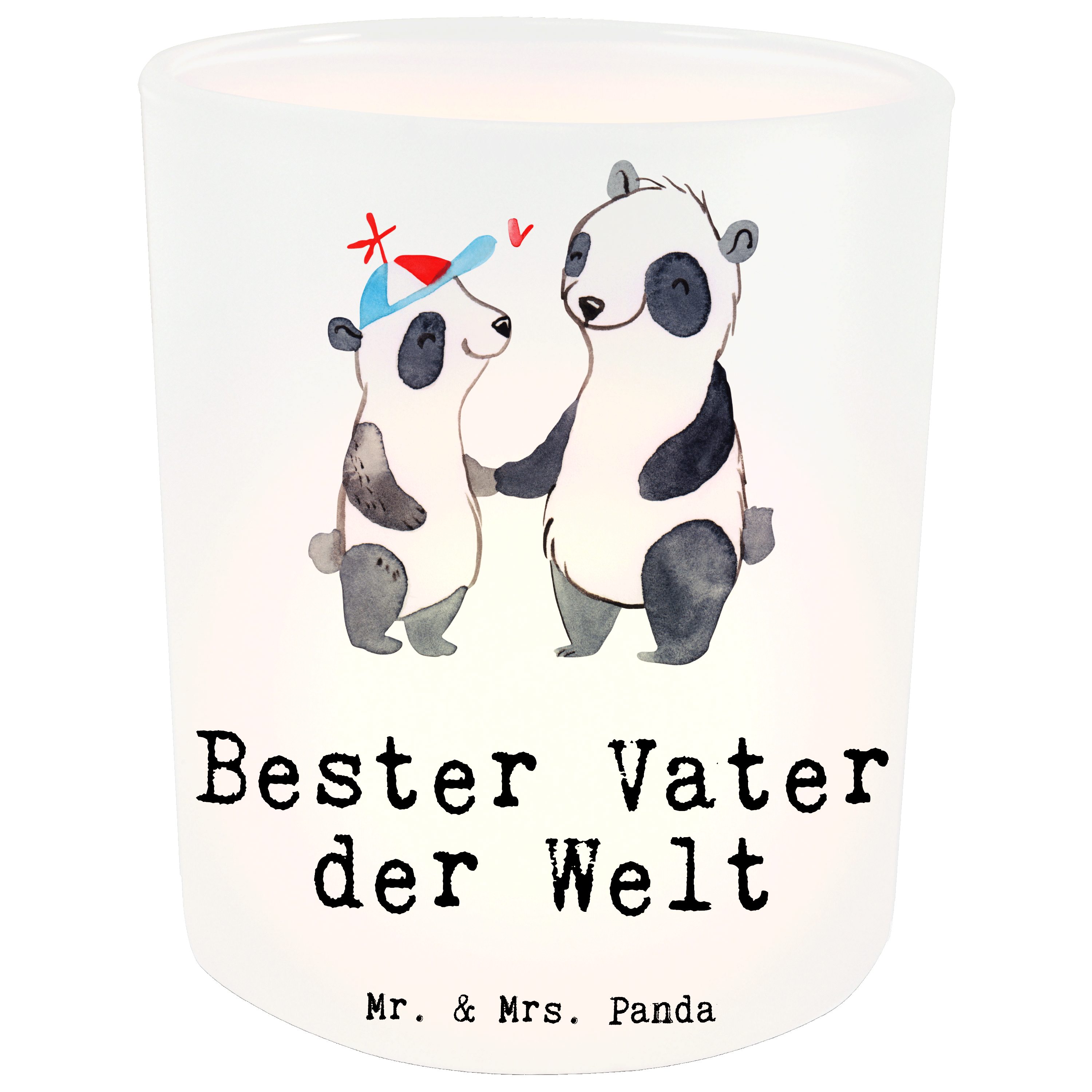 Ker Teelichter, Windlicht Welt - Mr. - Panda & Bester der Mrs. St) Geschenk, (1 Vater Transparent Panda
