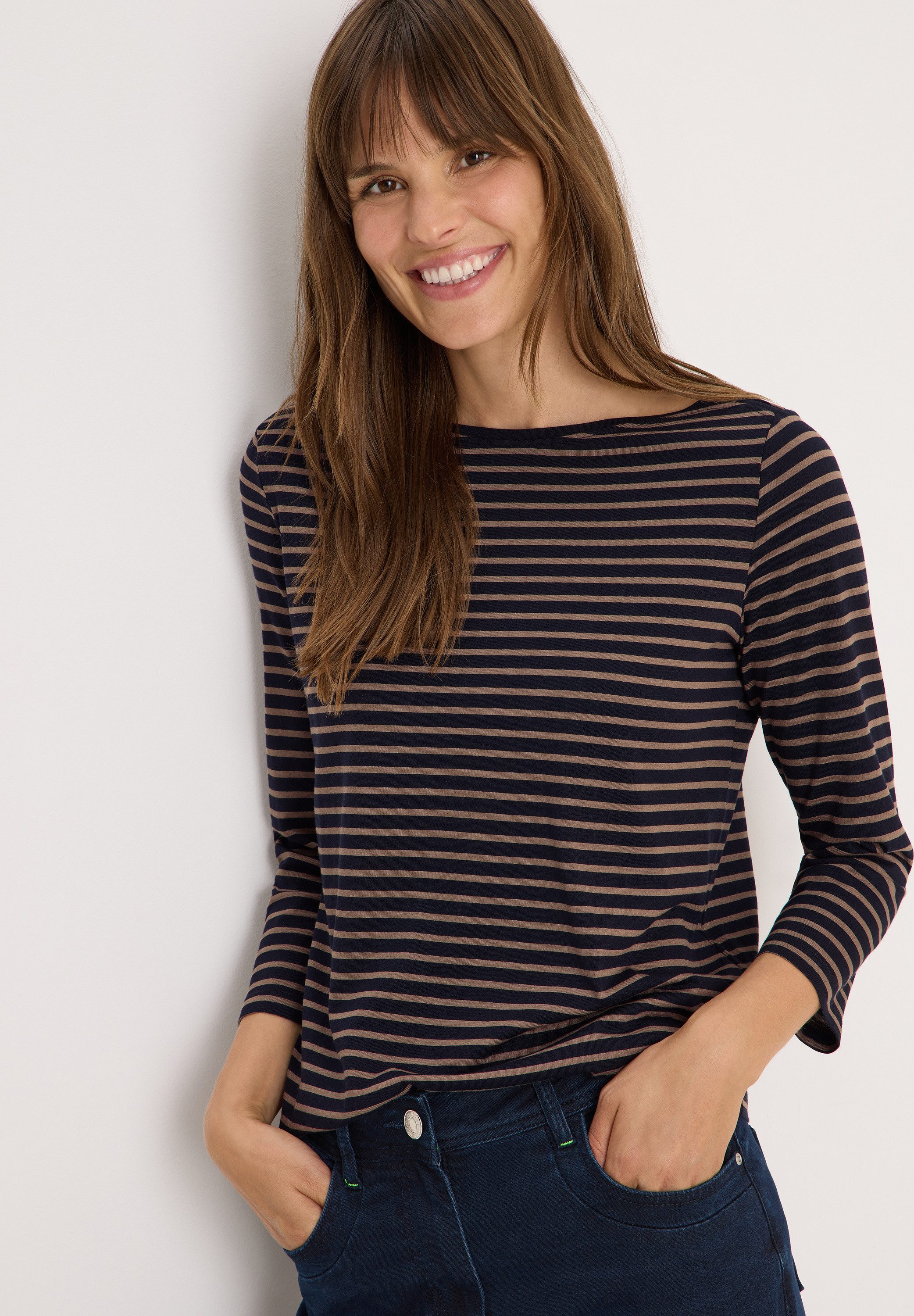 CECIL 3/4-Arm-Shirt mit Streifen Muster