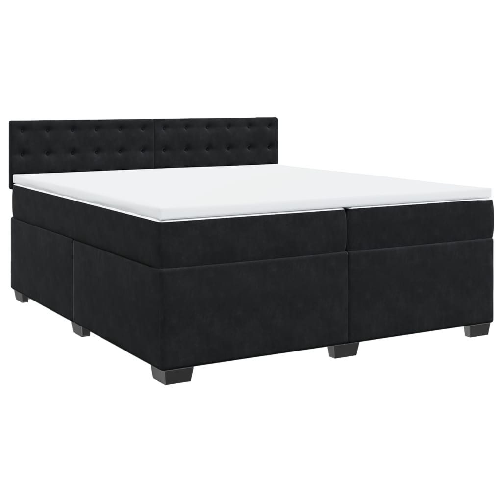 Bett Boxspringbett mit Matratze Schwarz 200x200 cm Samt