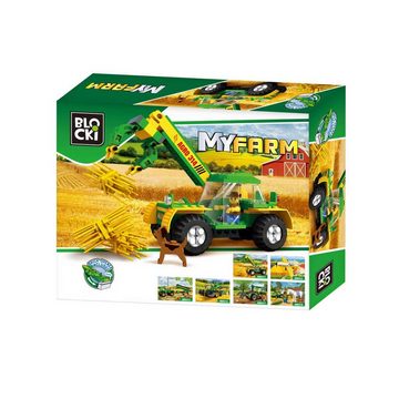 Blocki Konstruktions-Spielset BLOCKI MyFarm Trekker Traktor Bauernhof Bausatz Spielzeug 136 Teile