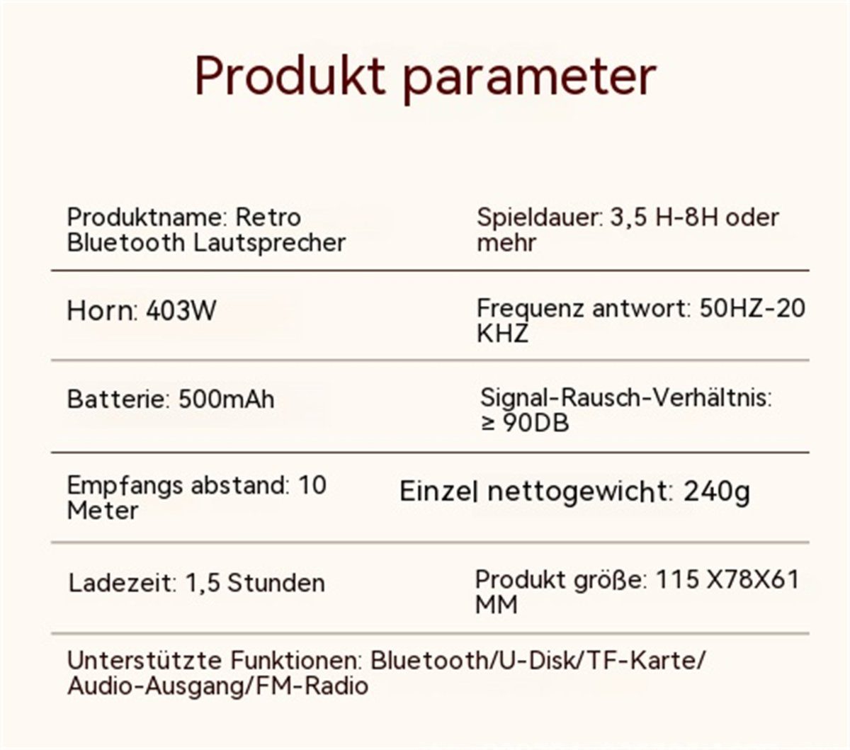 carefully Party-Lautsprecher Mini-Außen- Bluetooth-Lautsprecher Grün Tragbarer selected Retro-Bluetooth-tragbarer und