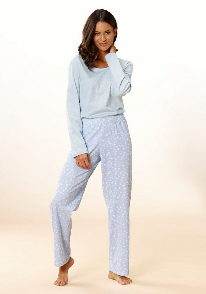 Vivance Dreams Pyjama (2 tlg., 1 Stück) mit Sternenprint, Allover bedruckte  Hose mit elastischem Bund