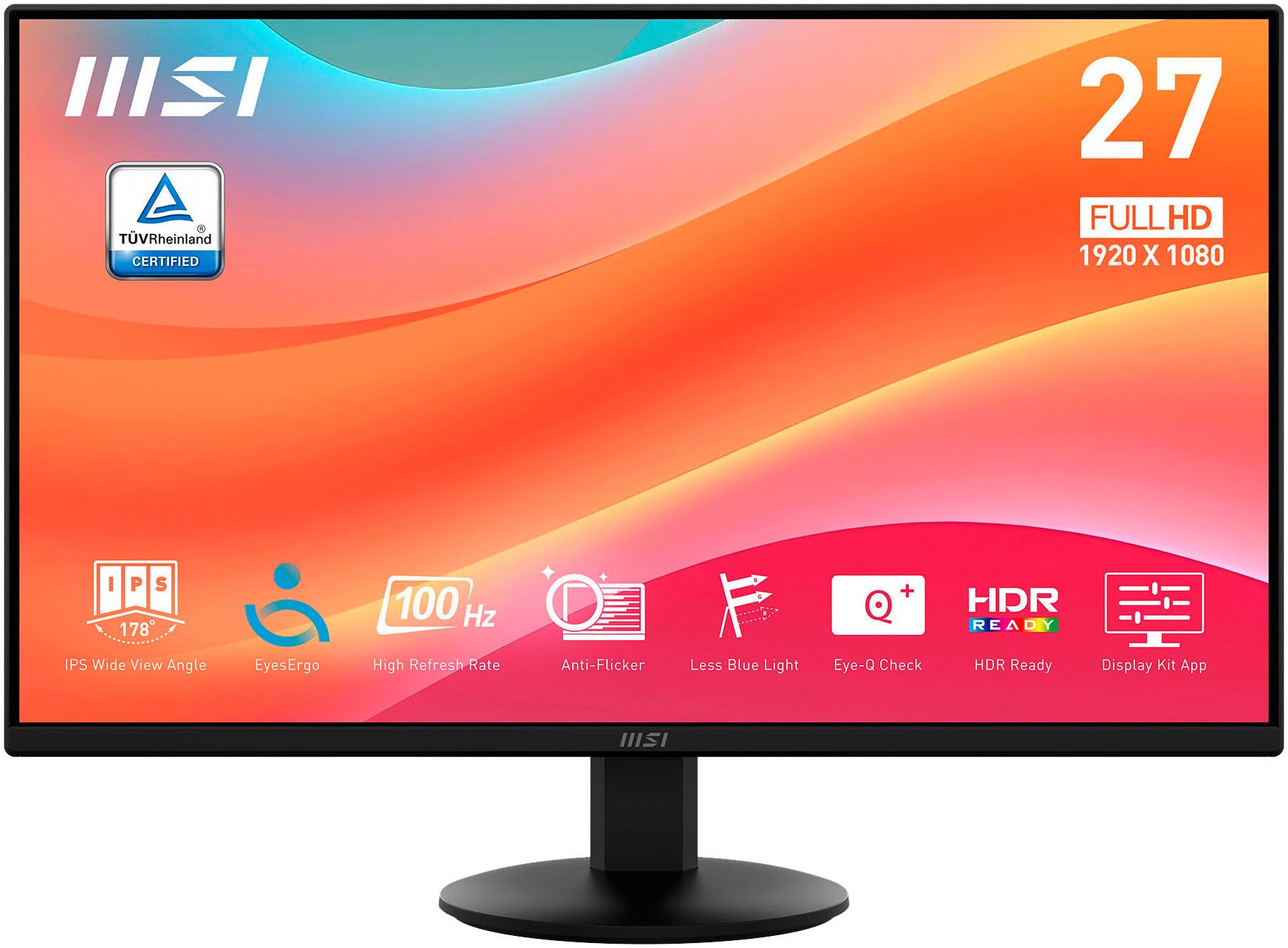 MSI PRO MP272L LCD-Monitor (68,6 cm/27 ", 1920 x 1080 px, Full HD, 1 ms Reaktionszeit, 100 Hz, IPS)