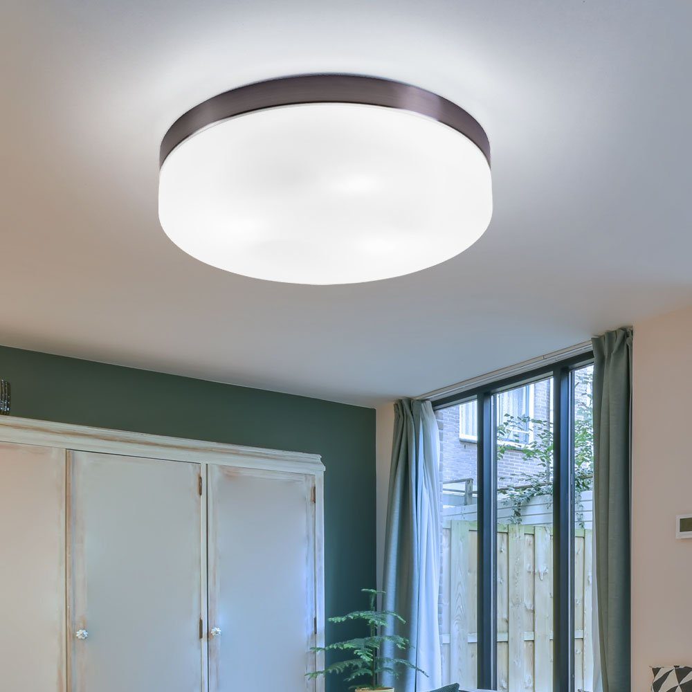 etc-shop LED Deckenleuchte, Decke weiß 3-Flammig Glas Deckenleuchte Wohnzimmerlampe inklusive, Warmweiß, Leuchtmittel