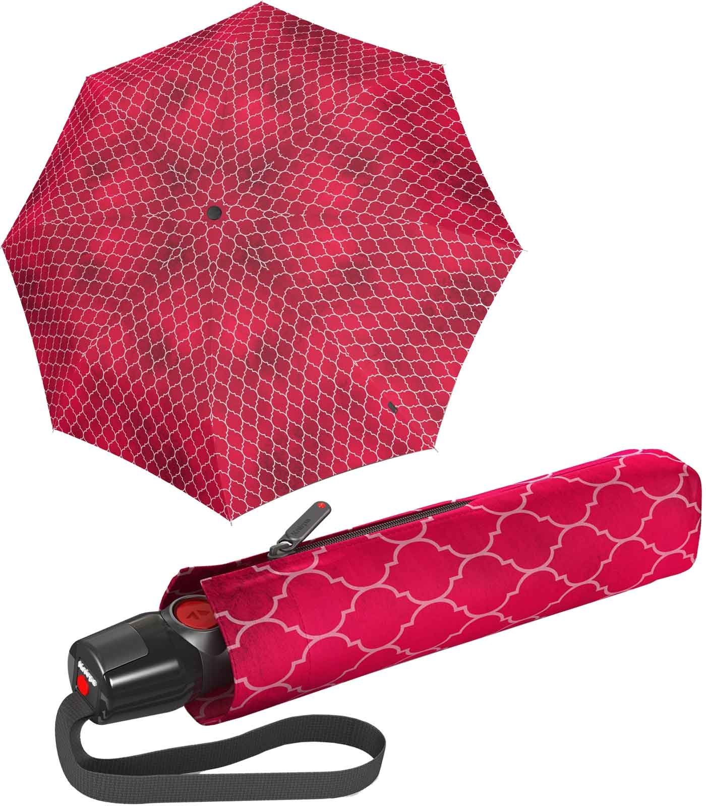 durch haltbar Taschenregenschirm den Fiberglas besonders leichter, in mit Schirm stabiler Knirps® Auf-Zu-Automatik, rot Speichen