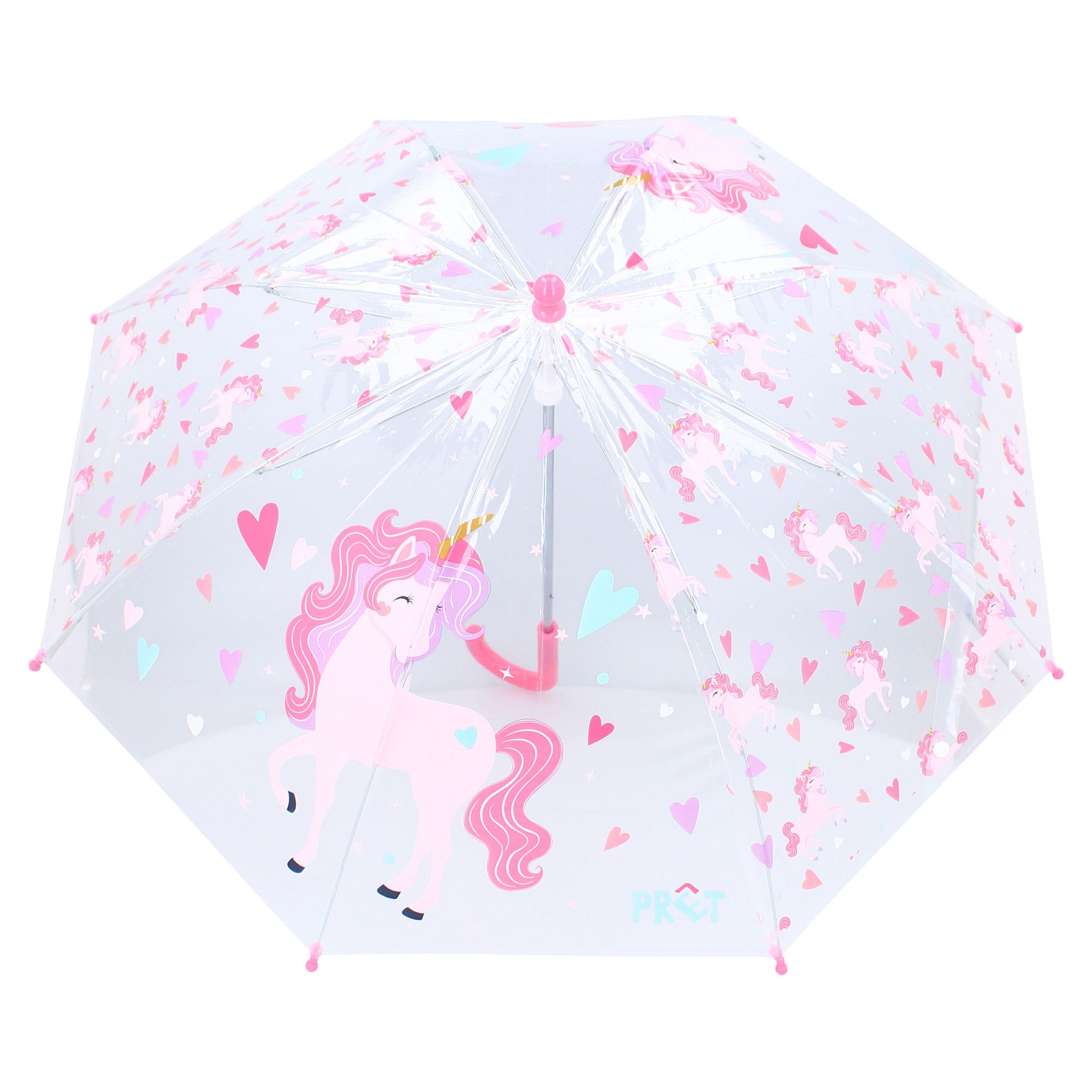 Vadobag Regenschirm-Wanderstock Prêt Kinder-Regenschirm ⌀ 71 cm Einhorn-Design, transparent & handlich