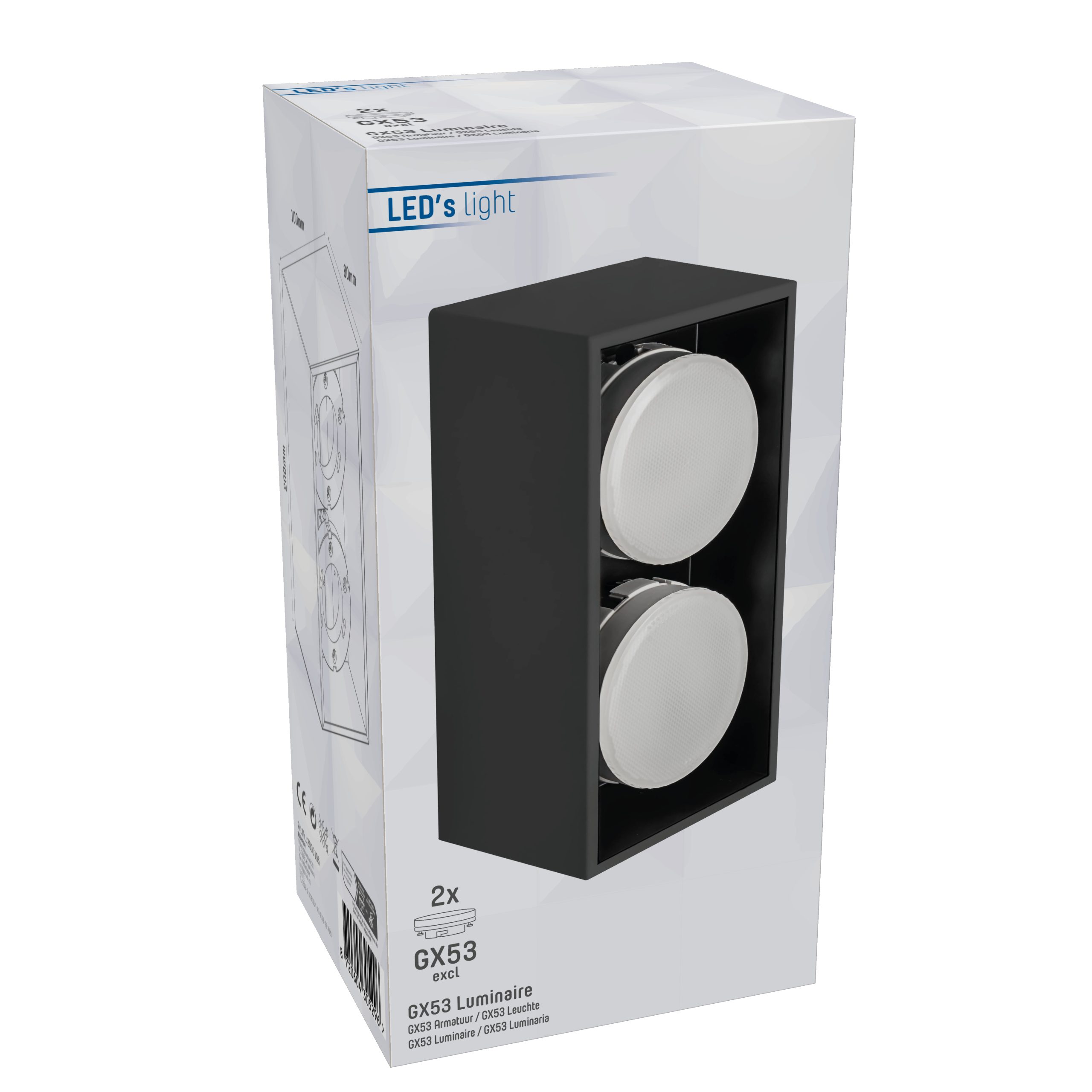 LED's light schwarz GX53 Deckenleuchte, 2x 12W LED, Deckenleuchte 2900195 bis LED