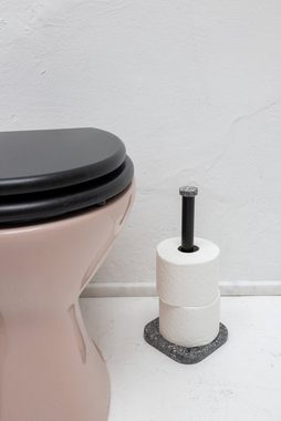 TOM TAILOR HOME Toilettenpapierhalter Stehend Terrazzo Grau Klorollen Aufbewahrung (1-St., 1x Rollenhalter), Platz für eine Küchenrolle oder drei Toilettenpapierrollen