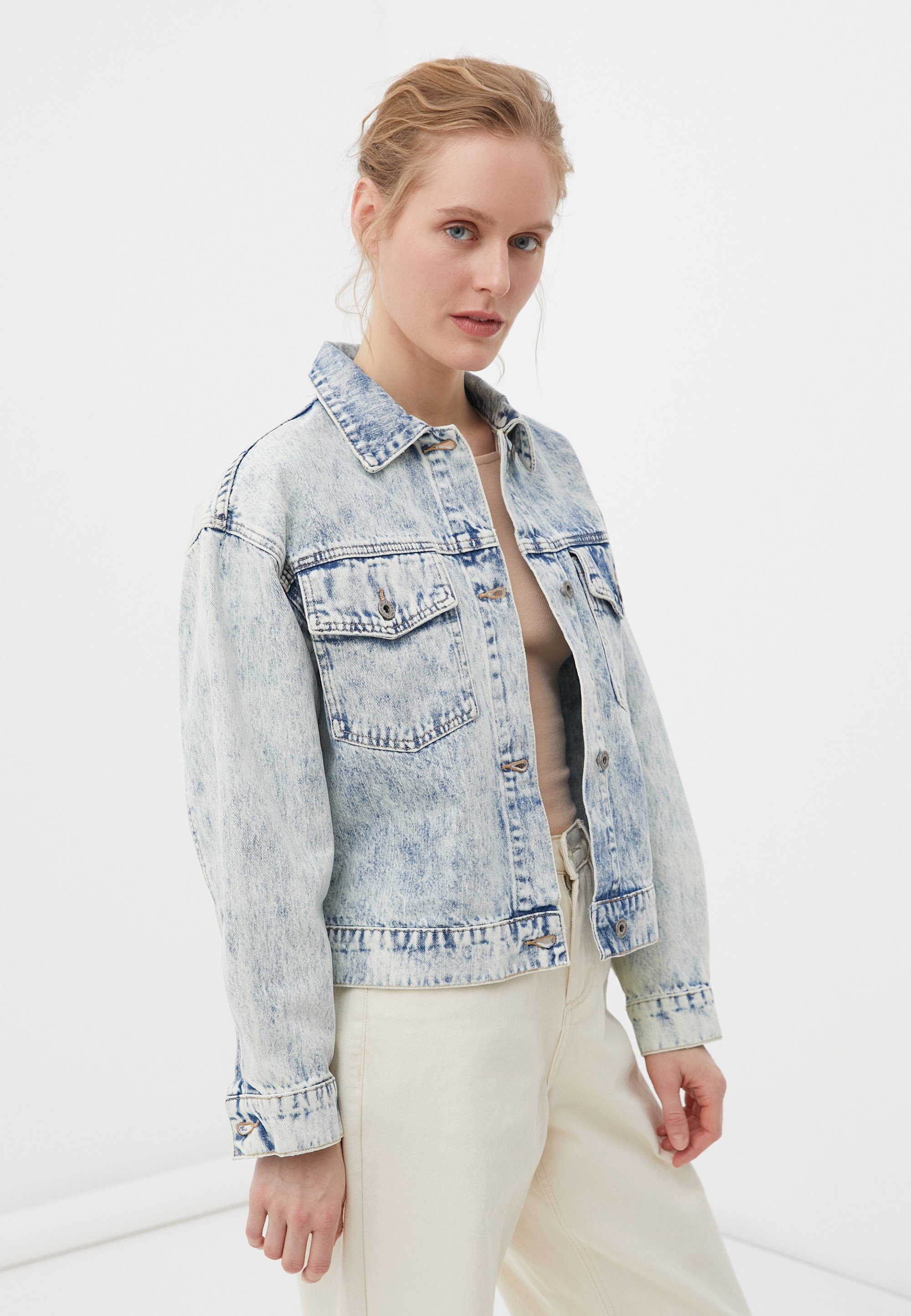 Finn Flare Jeansjacke Classic mit aufgesetzten Pattentaschen