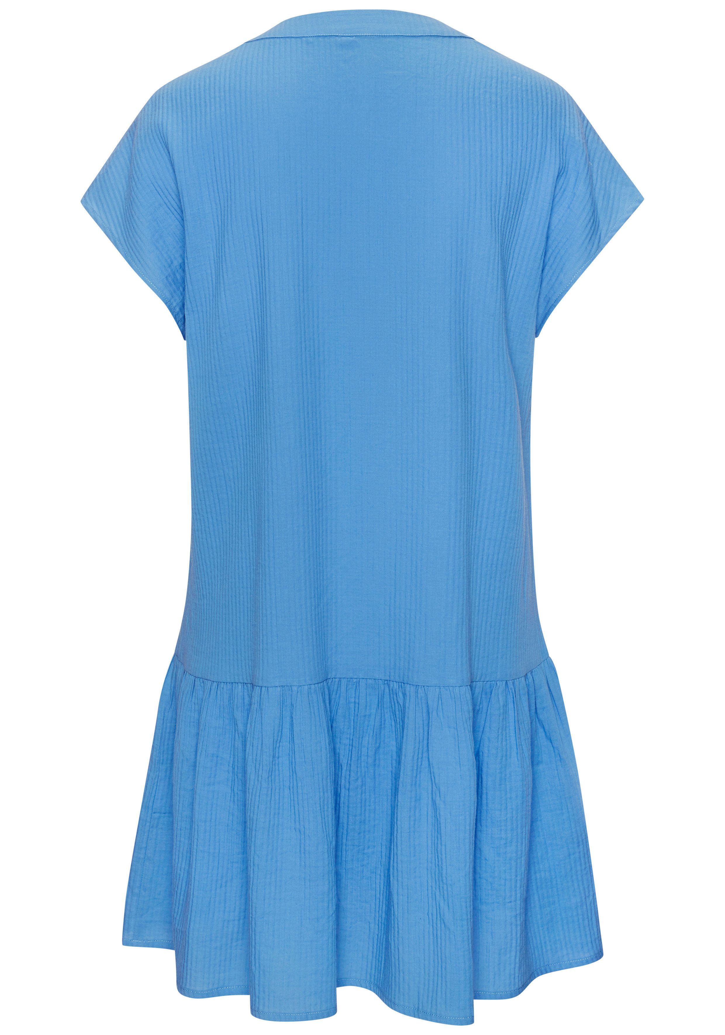 Vivance by Lascana Blusenkleid aus strukturierter Ware mit Volant lockeres Tunikakleid, Sommerkleid, Strandkleid, Basic