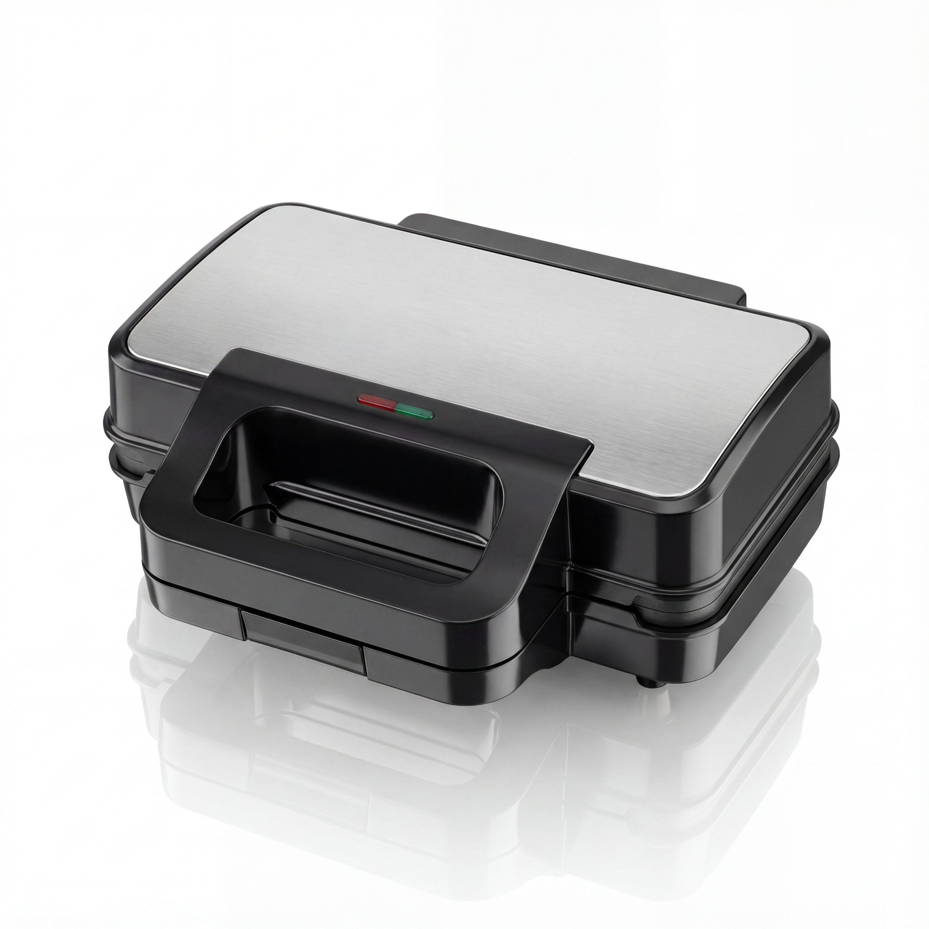 Arendo 3-in-1-Sandwichmaker Multifunktions-Snackmaker für Sandwich, Waffel & Panini, Kontaktgrill, 900 W, Edelstahl-Applikation, Verriegelung, Antihaftbeschichtung, Kompakt