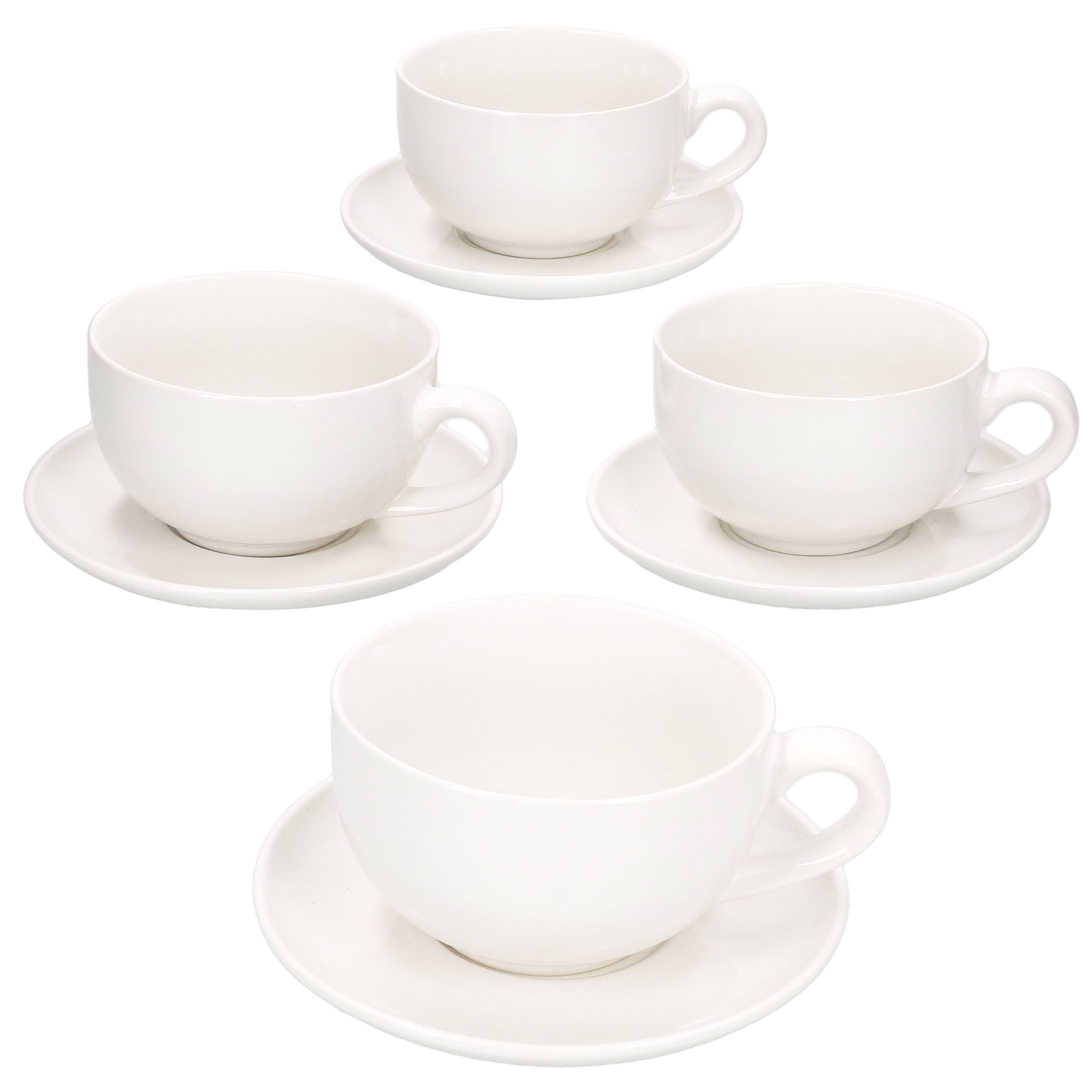 MamboCat Becher MamboCat 4er Set CREME Cappuccinotassen 200ml & Untertassen Cremeweiß, Steingut – Bild 2 von 5