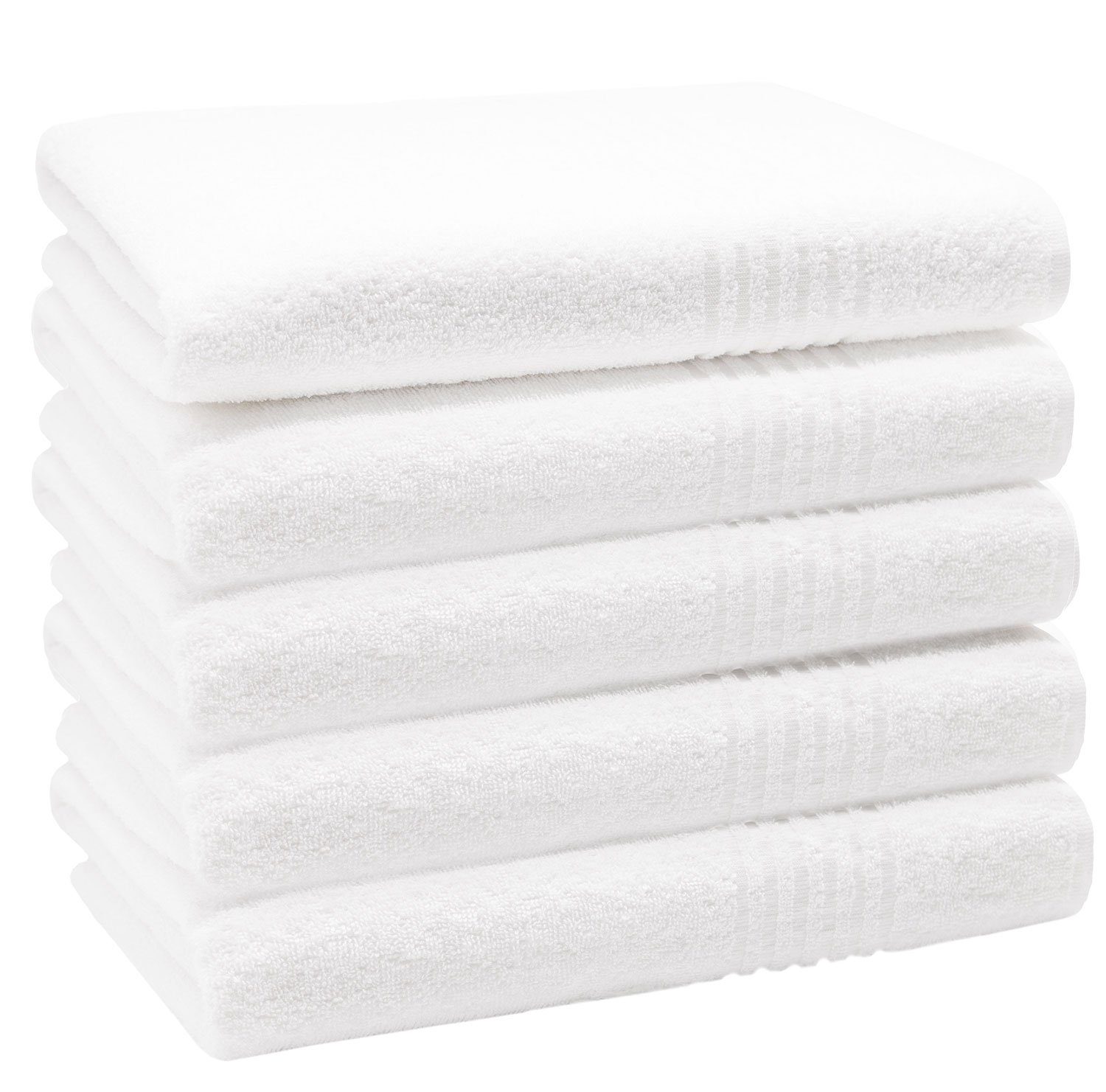 cm, 100% weiß Baumwolle, 70 x vom Duschtücher, 140 ZOLLNER (5-St), Hotelwäschespezialisten Walkfrottier