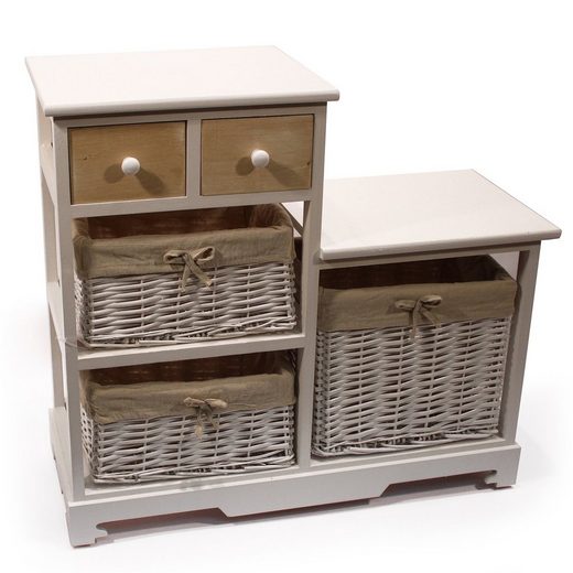 HTI-Living Kommode »Schränkchen, Holz, weiß-natur mit Weidekörben