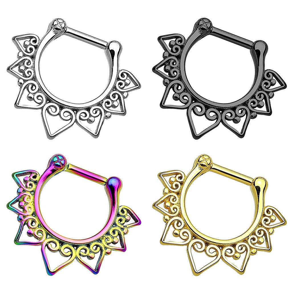 Taffstyle Nasenpiercing Universal Piercing Schild mit Schmuckspitzen für Nase Lippe Ohr Intim (Vielseitiger Clicker Ring in Implantatqualität für verschiedene Piercingstellen)
