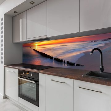 wandmotiv24 Küchenrückwand Stimmungsvolles Meer, (1-tlg), Premium Hartschaum Nischenrückwand in versch. Größen