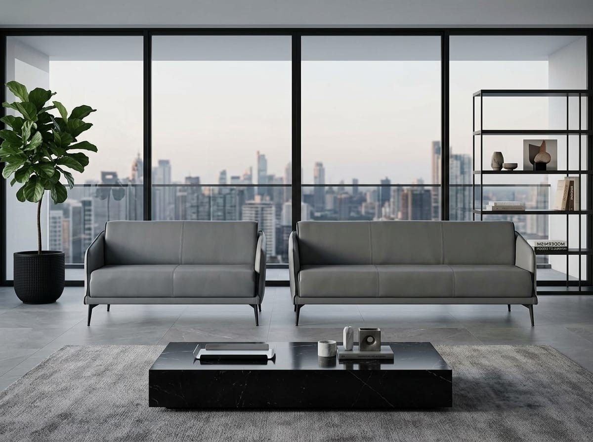 Xlmoebel Polstergarnitur 2-Sitzer Sofa 3-Sitzer Sofa modernes Grau vielseitig minimalistisch, (2-tlg., 2-3)