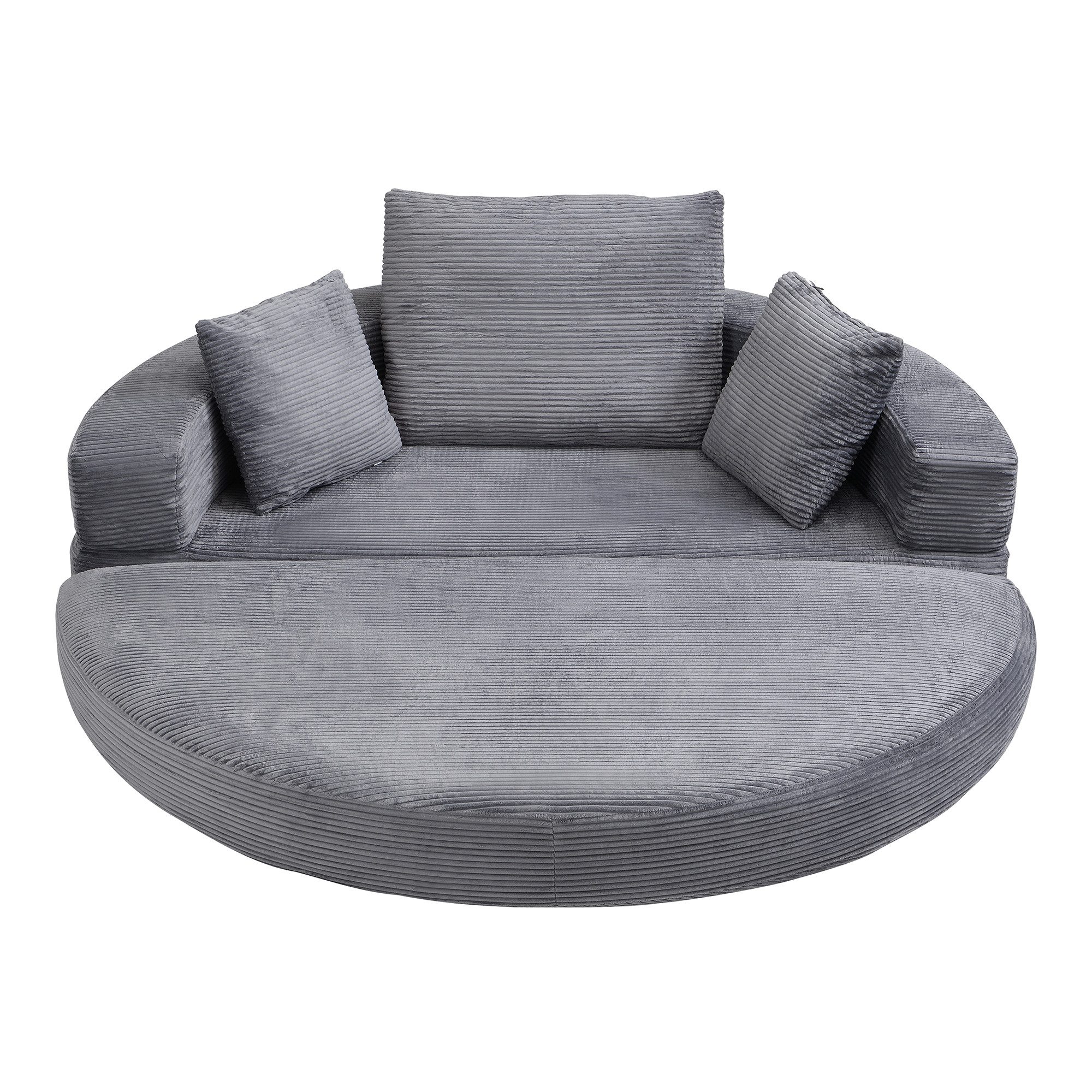 Merax Schlafsofa mit Schlaffunktion, Multifunktionales Sofa mit Hocker, Boneless Couch, Klappsofabett für Wohn/Arbeits/Schlafzimmer 1 Teile, 2-in-1 Sofa-Bett mit Cordstoffbezug inkl. 3 Kissen, 173x176cm
