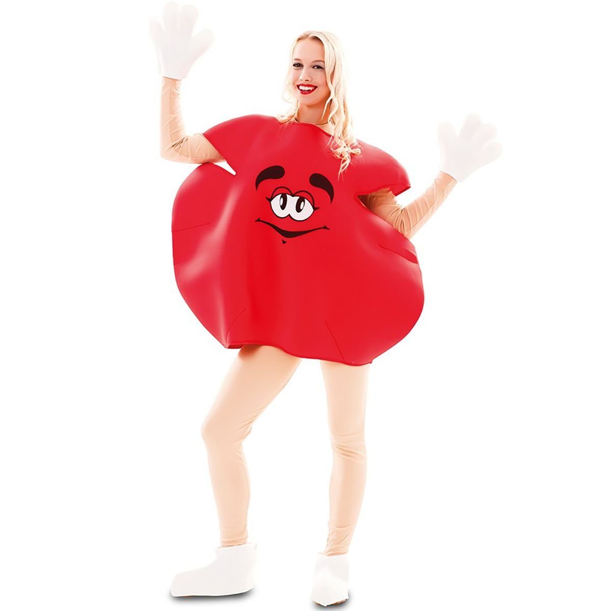 Fyasa Kostüm Rote Schokolinse Sweet Candy für Erwachsene