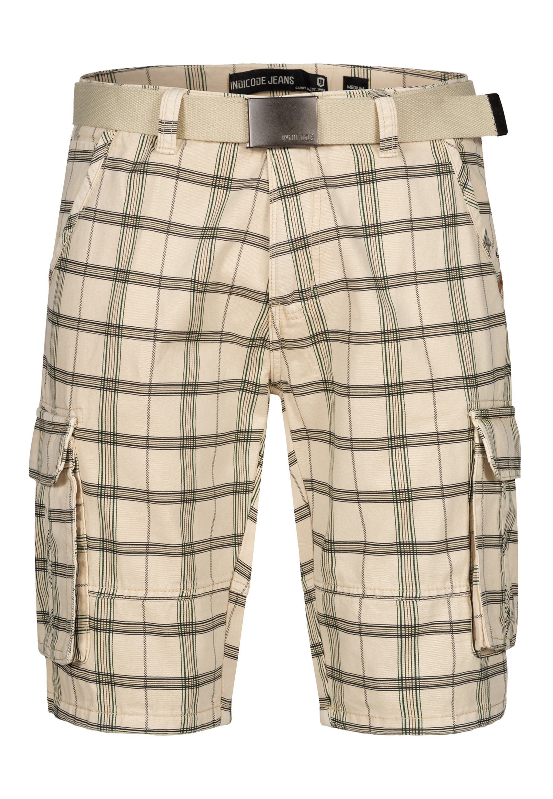 Indicode Cargoshorts Blixt Check Fog