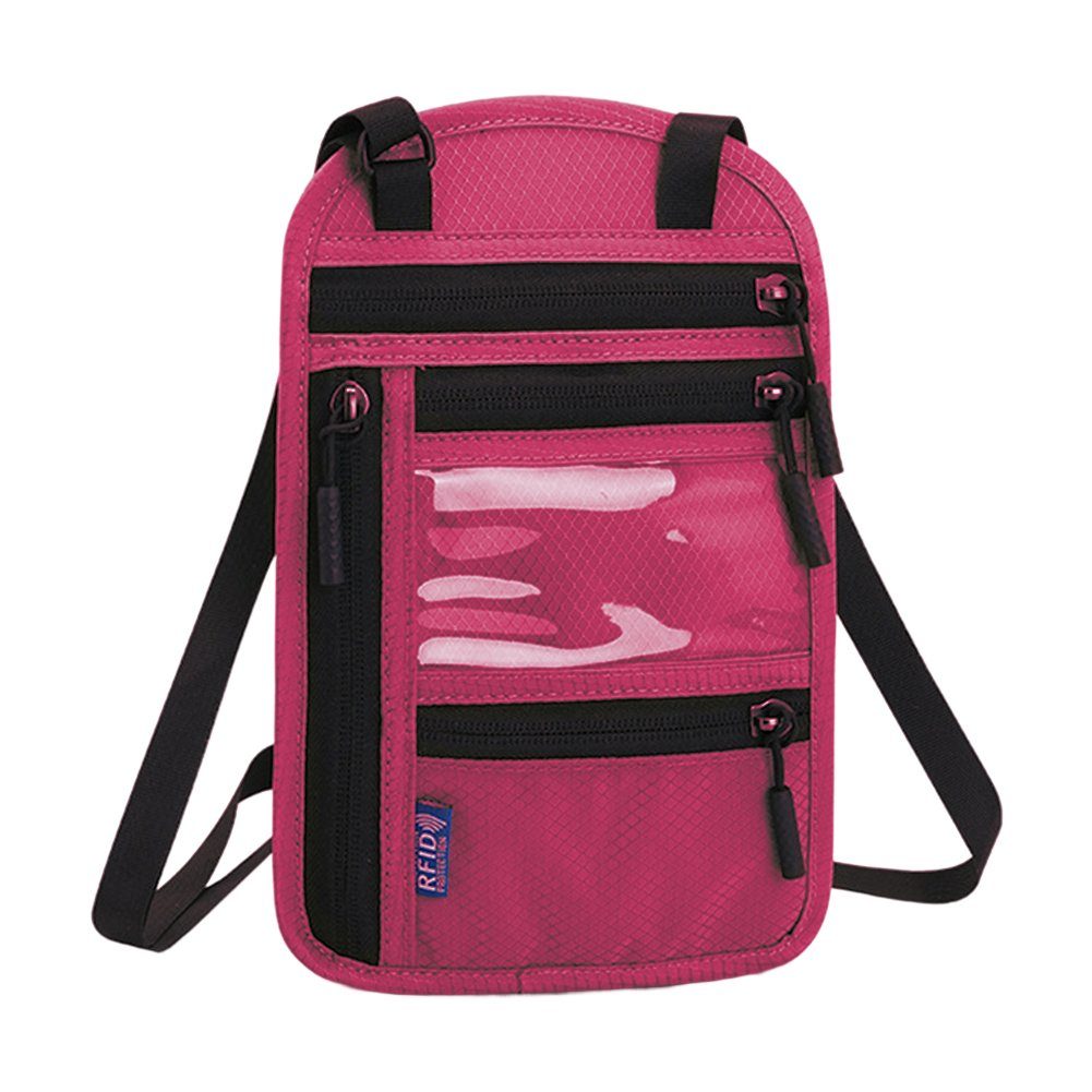 Blusmart Brustbeutel Reise-Brustbeutel Mit RF-Abschirmung Und Reisepasshülle, Bauchtasche rose red