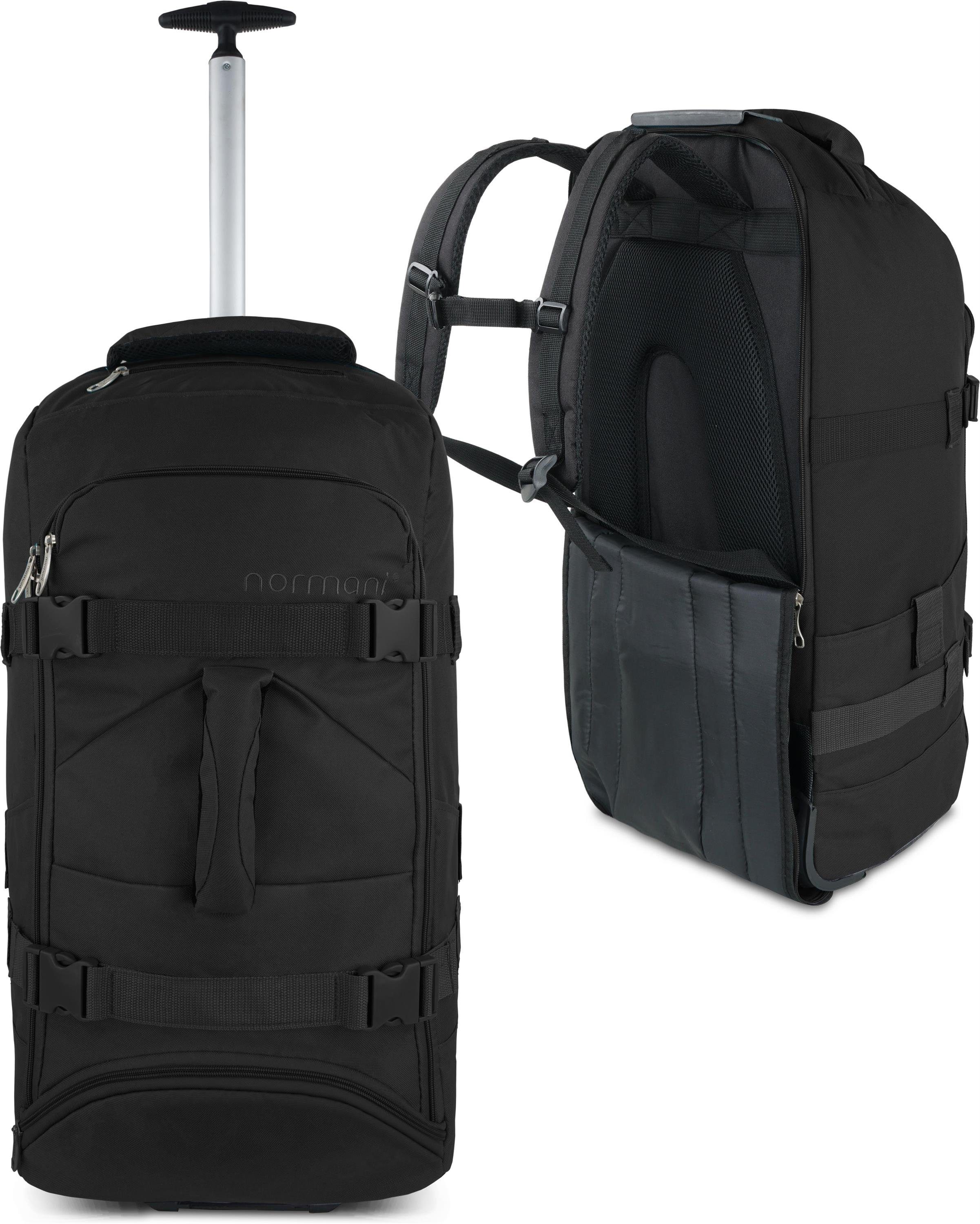 Trolley passenden Schwarz Reisetasche Rucksack - Kleidertaschen 5 Melano, normani mit Reisetasche und 2-in-1