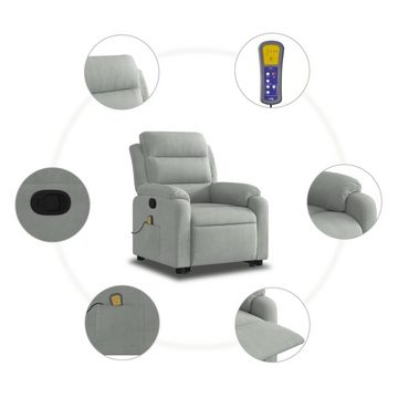 vidaXL Sessel Massagesessel mit Aufstehhilfe Hellgrau Samt (1-St)