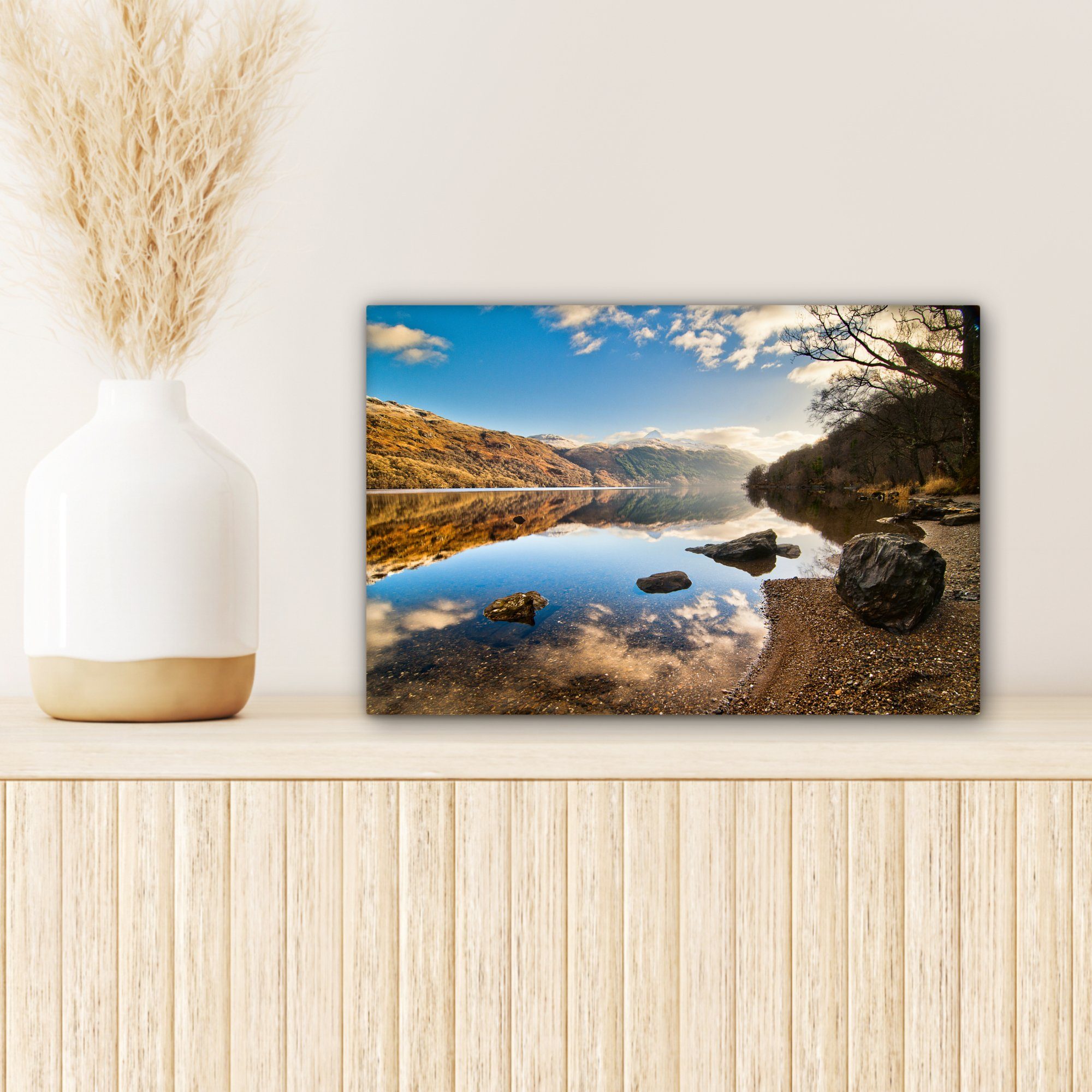OneMillionCanvasses® Leinwandbild Blick über Loch Schottland, Wanddeko, Lomond Wandbild in (1 St), Leinwandbilder, 30x20 Aufhängefertig, cm