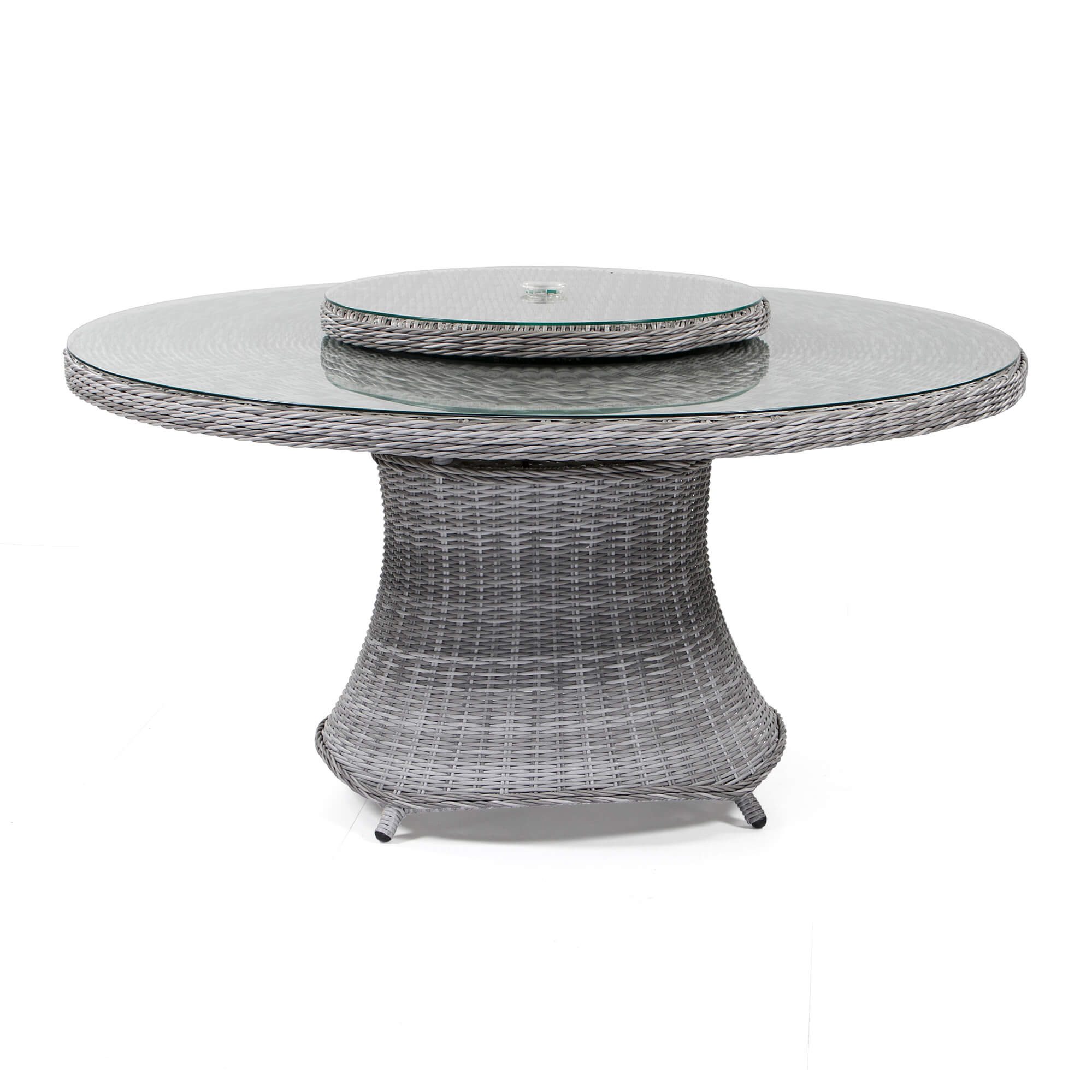 osoltus Gartenlounge-Set osoltus Hayling Korbgeflecht Gartentisch mit Glasplatte grau