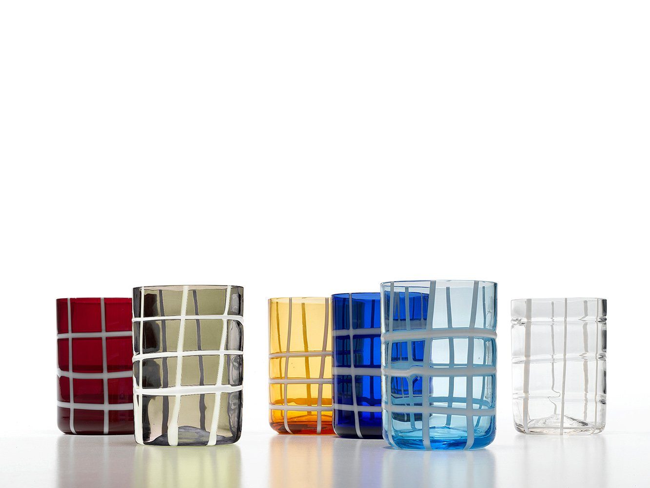 Zafferano Стекло-Set Twiddle, buntes, mundgeblasenes, handgemachtes 6-teiliges Стекло Set, 6-teiliges Set