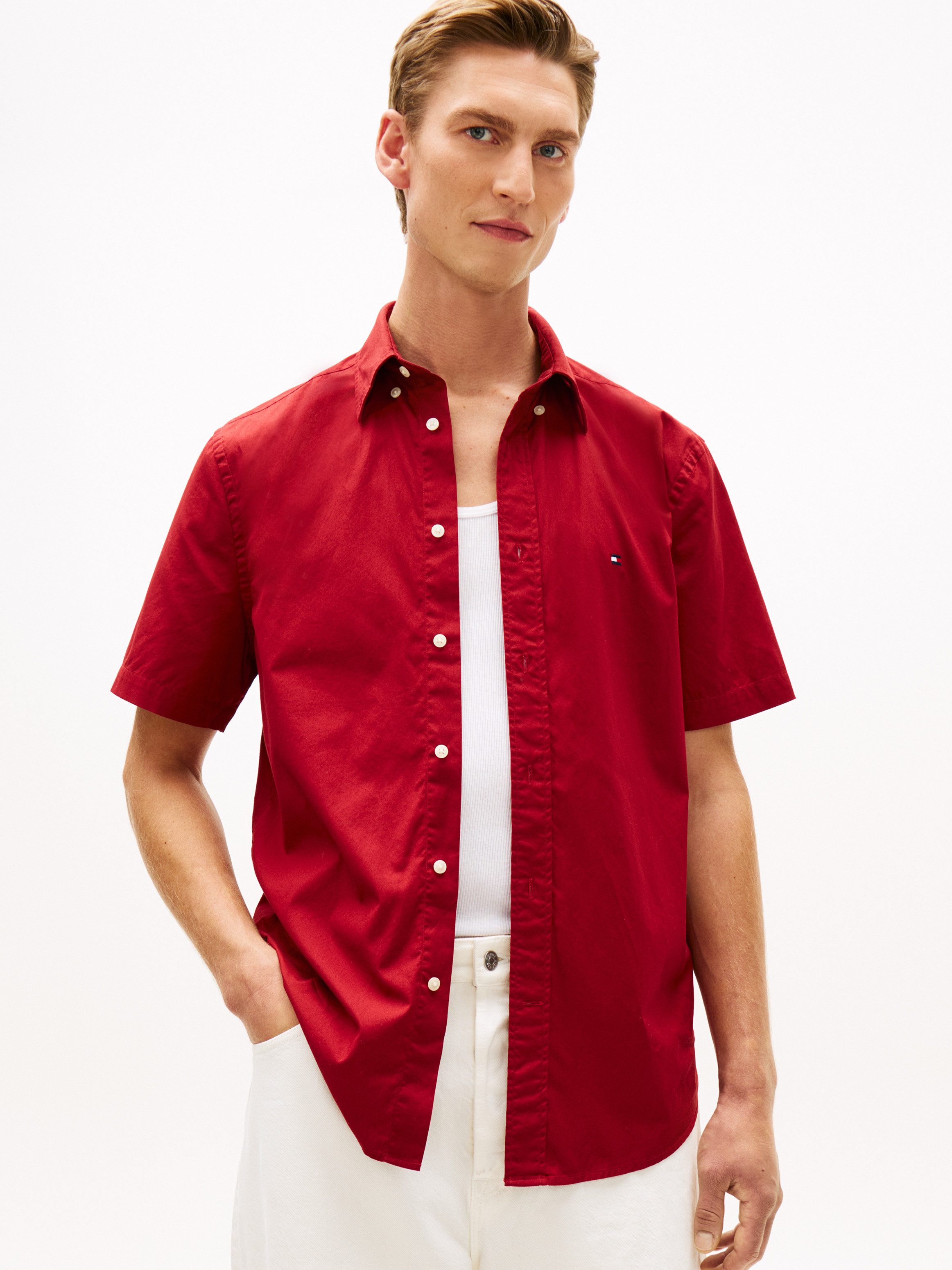 Tommy Hilfiger Kurzarmhemd FLEX POPLIN SOLID Regular fit mit Button-Down-Kr günstig online kaufen