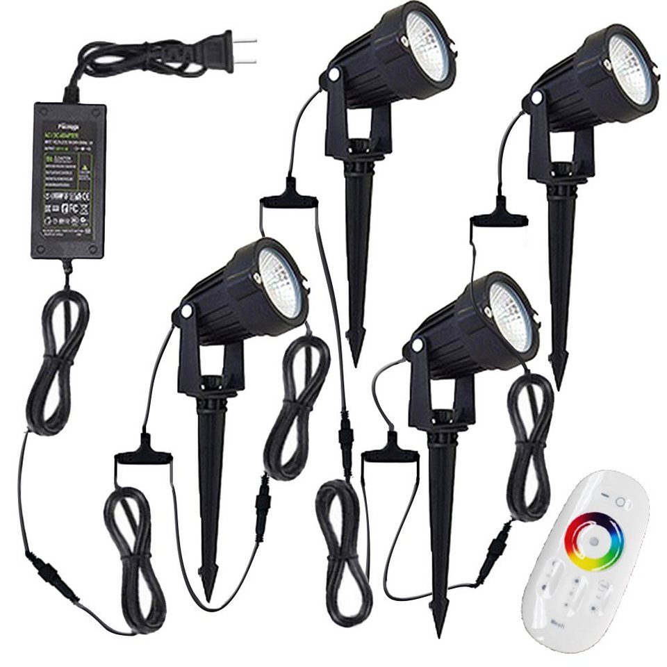 Arnusa LED Gartenleuchte 4er Set Smarte Gartenspots RGB, Memoryfunktion,  Dimmfunktion, Smarte Lampe, Farbwechsel, LED fest integriert, RGB Farben  einstellbar