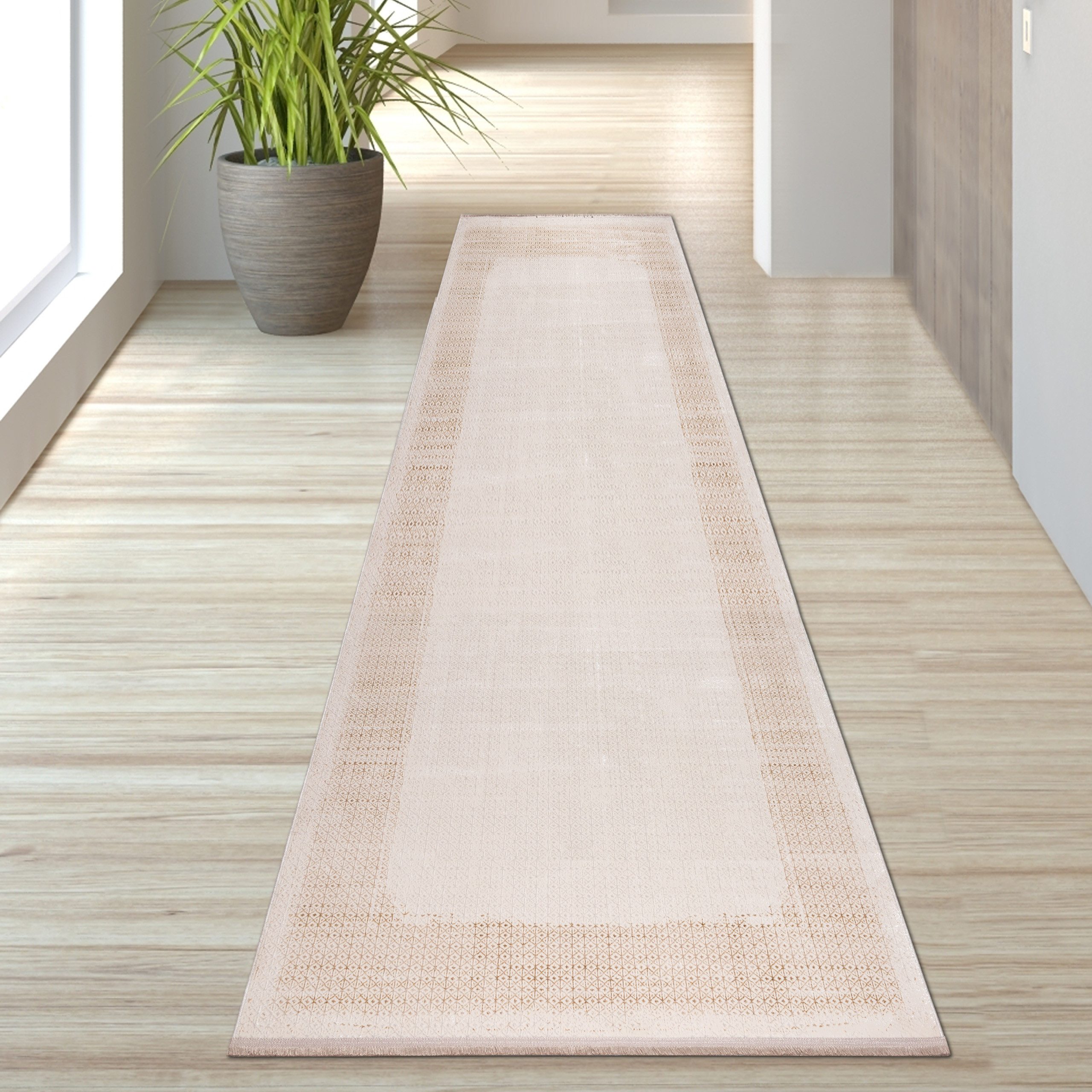 TeppichHome24 Teppich Glänzender eleganter Teppich in beige, rechteckig, Höhe: 5 mm