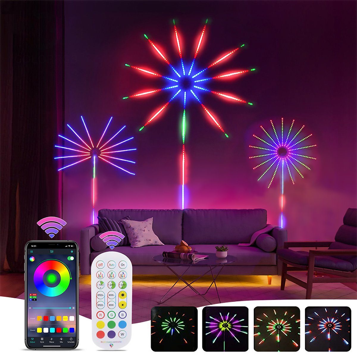 DOPWii LED Stripe 6,5m LED Feuerwerk Streifen RGB-LEDs,213 Modi App,300
