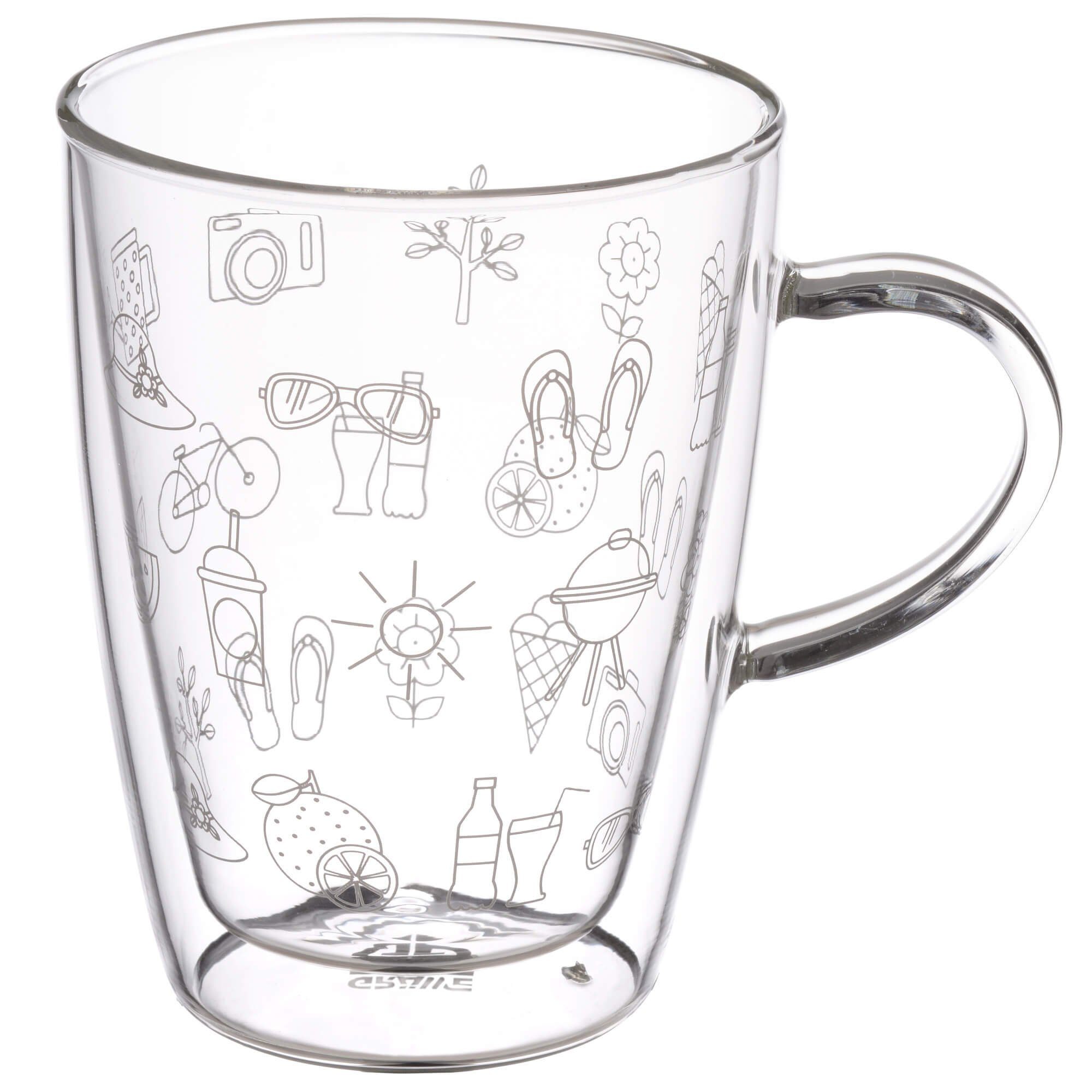 GRÄWE Glas GRÄWE Thermotasse mit Henkel, 300 ml, Sommer, Serie Thermohome, Glas