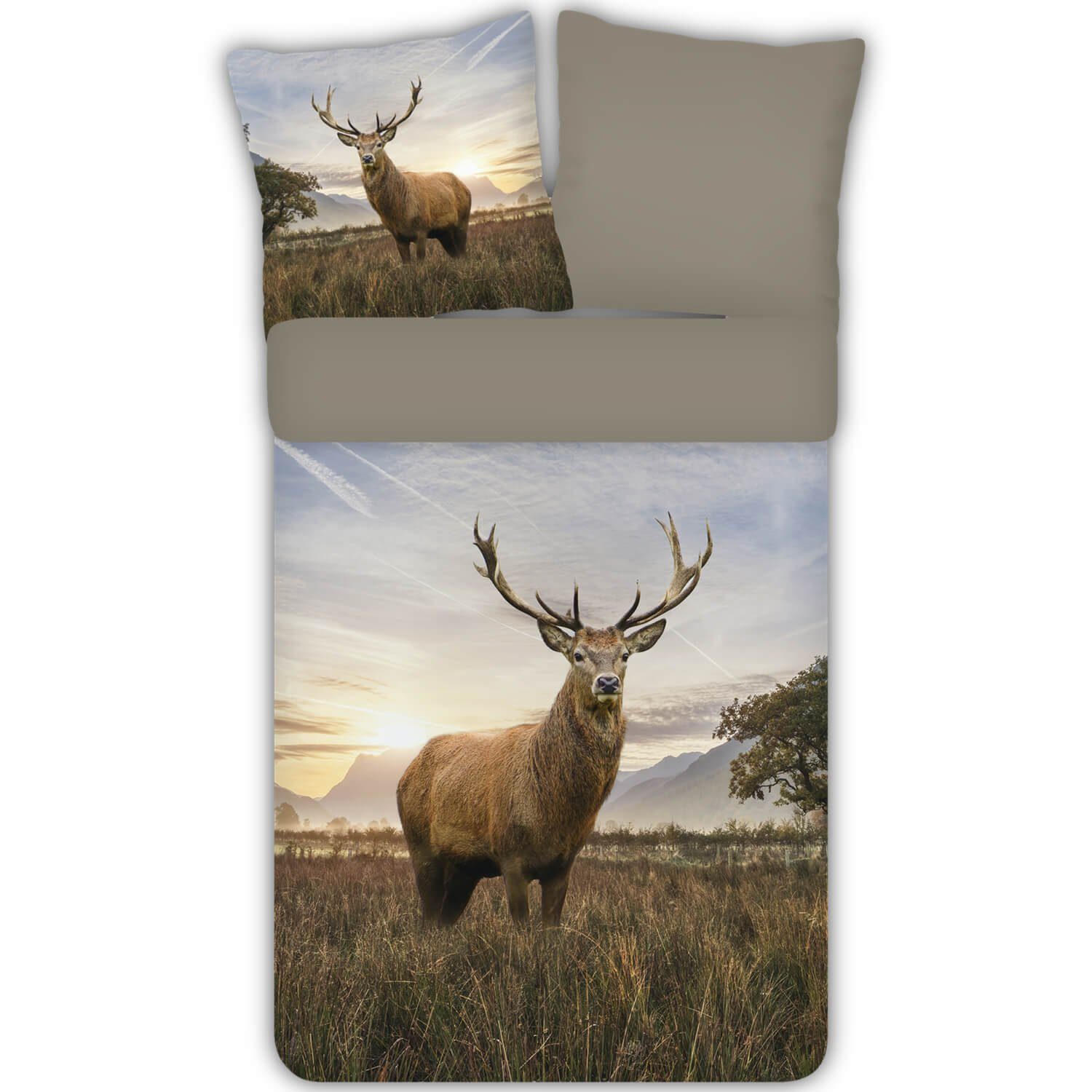 ESPiCO Bettwäsche Hirsch Trendy Bedding Renforcé, Renforcé, 2 teilig, Gewei günstig online kaufen